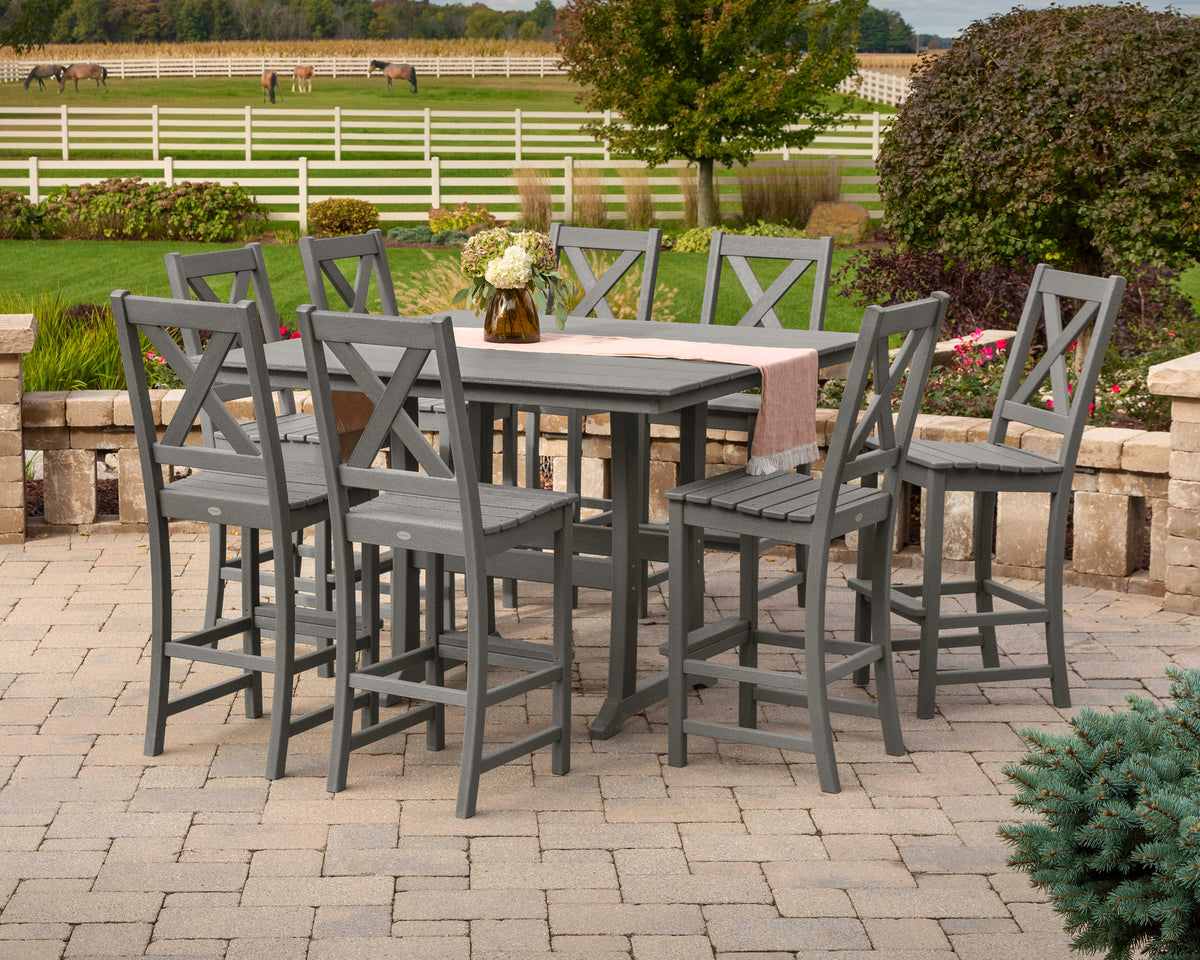 Braxton 9-Piece Farmhouse Trestle Bar Set