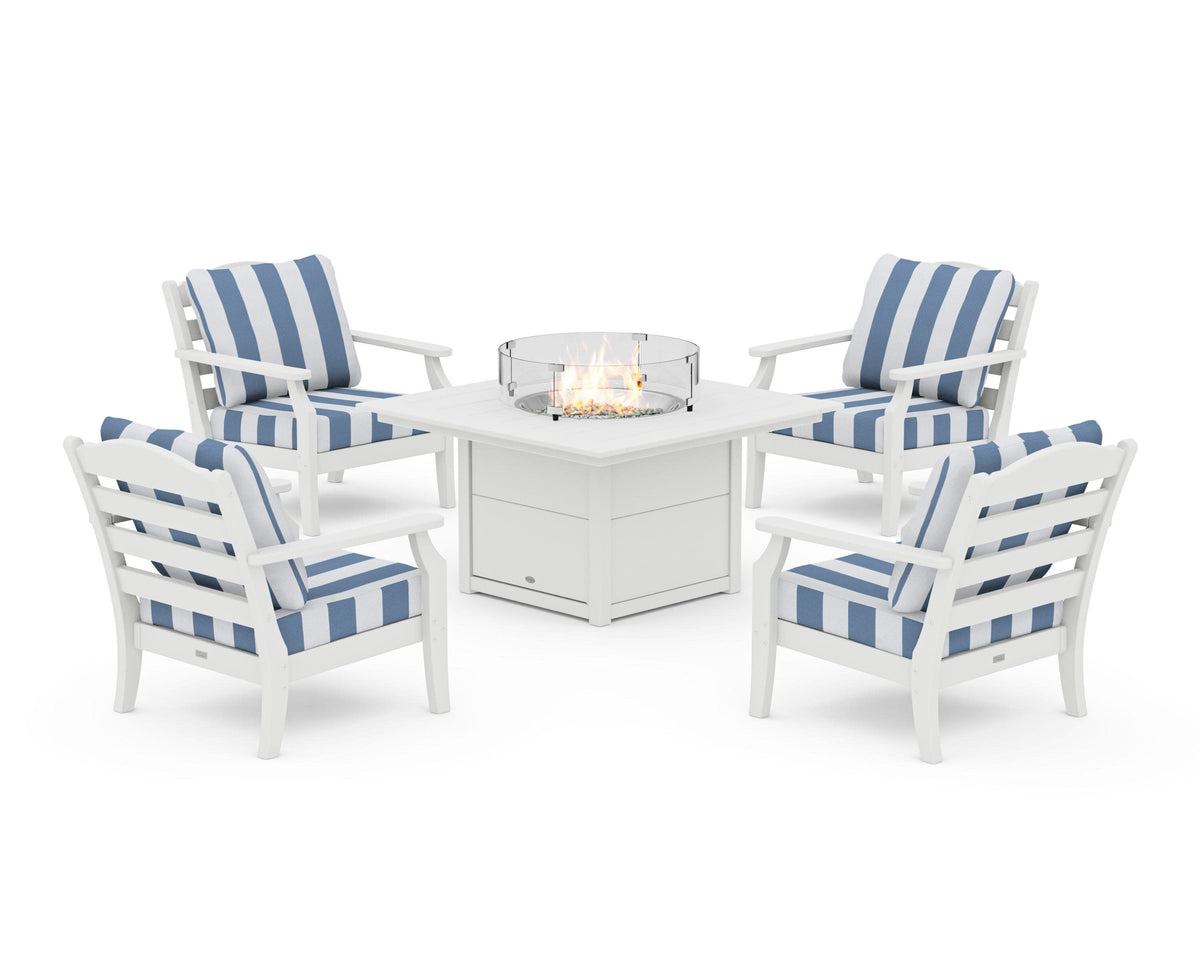 Savannah 5-Piece Deep Seating Set with Fire Pit Table