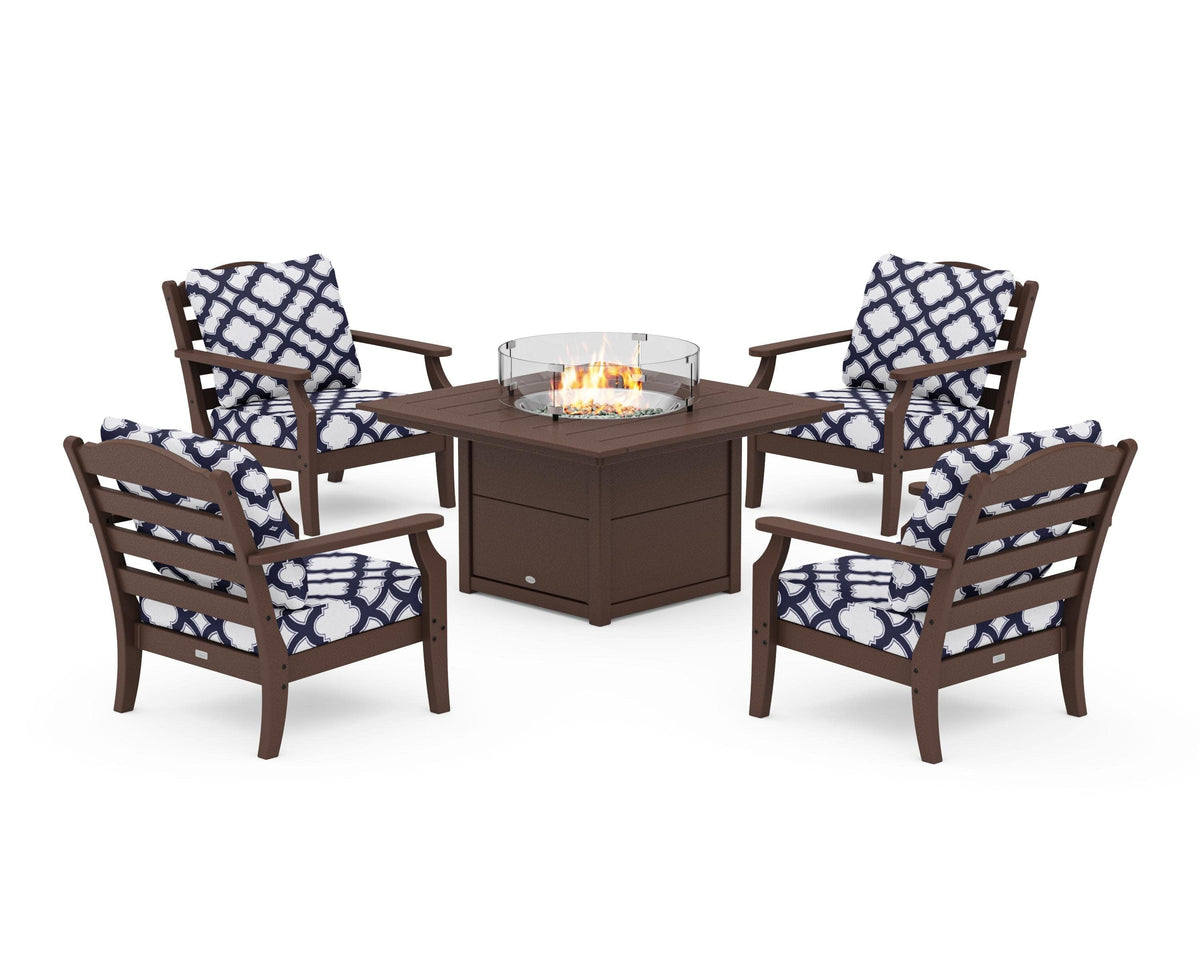 Savannah 5-Piece Deep Seating Set with Fire Pit Table