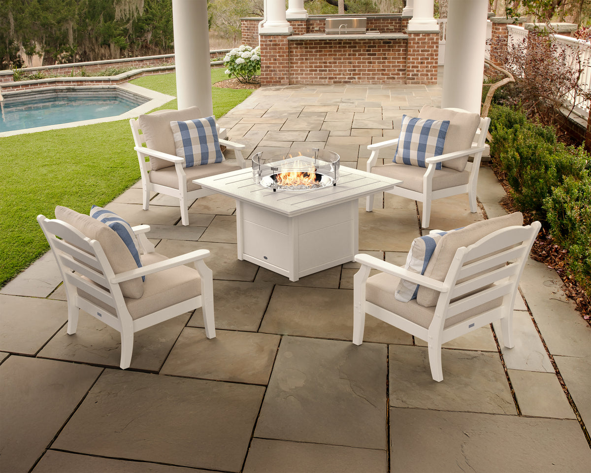 Savannah 5-Piece Deep Seating Set with Fire Pit Table