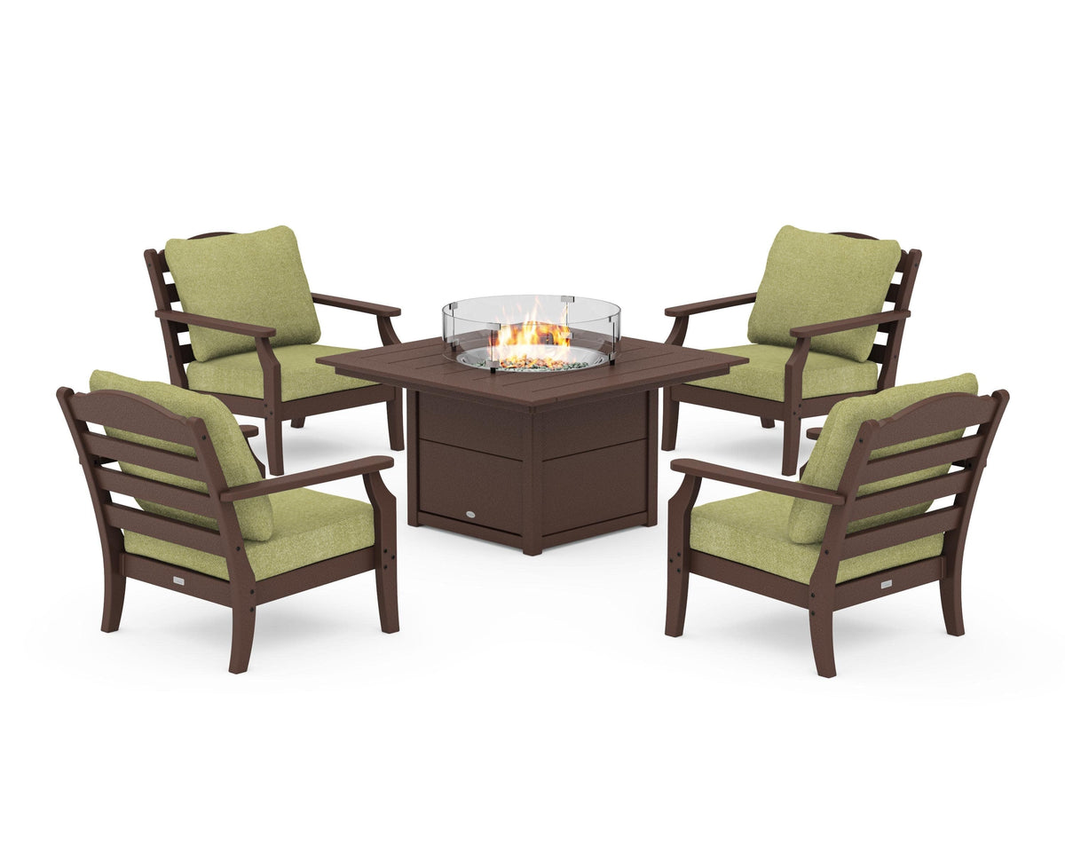 Savannah 5-Piece Deep Seating Set with Fire Pit Table