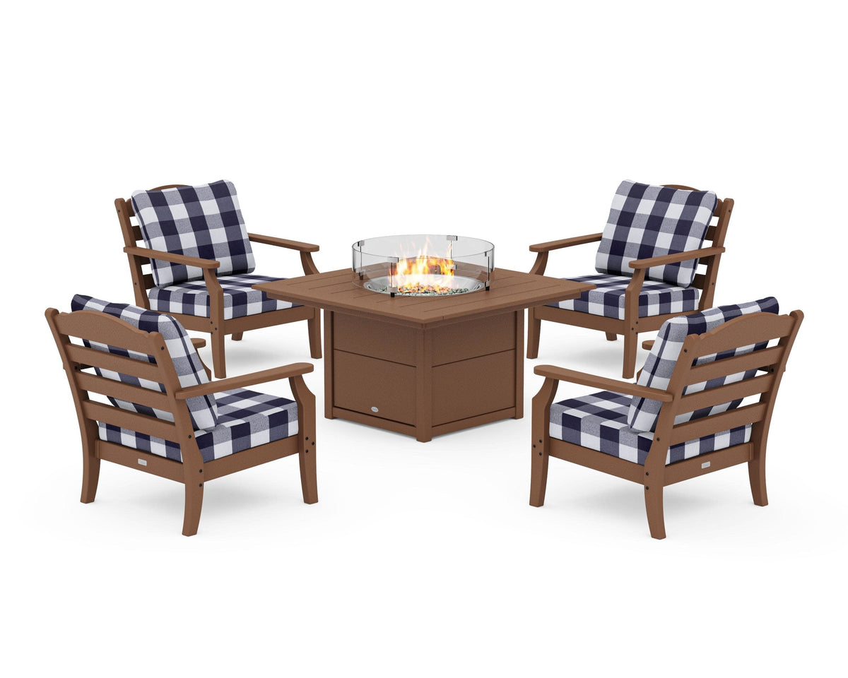 Savannah 5-Piece Deep Seating Set with Fire Pit Table