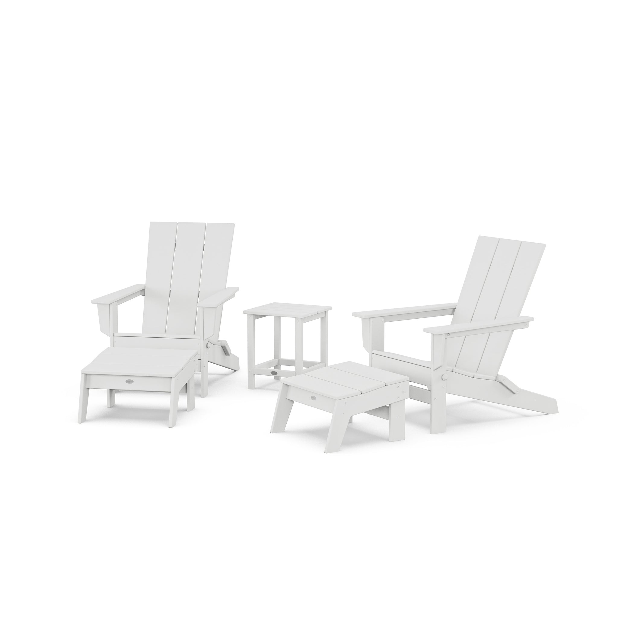 5-Piece Modern Studio Folding Adirondack Set with Ottomans and Side Table