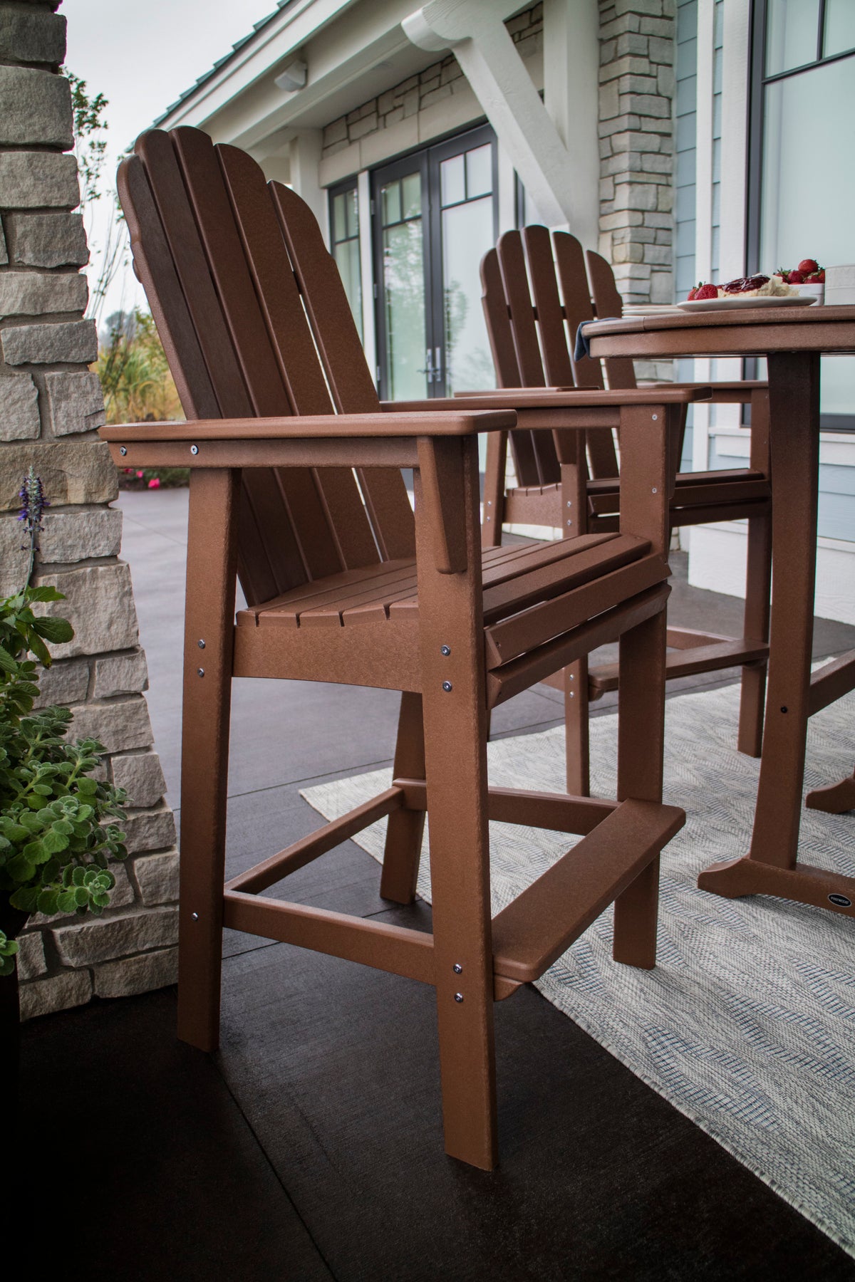 Vineyard Curveback Adirondack 5-Piece Nautical Trestle Bar Set