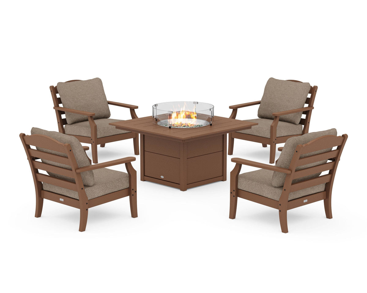 Savannah 5-Piece Deep Seating Set with Fire Pit Table