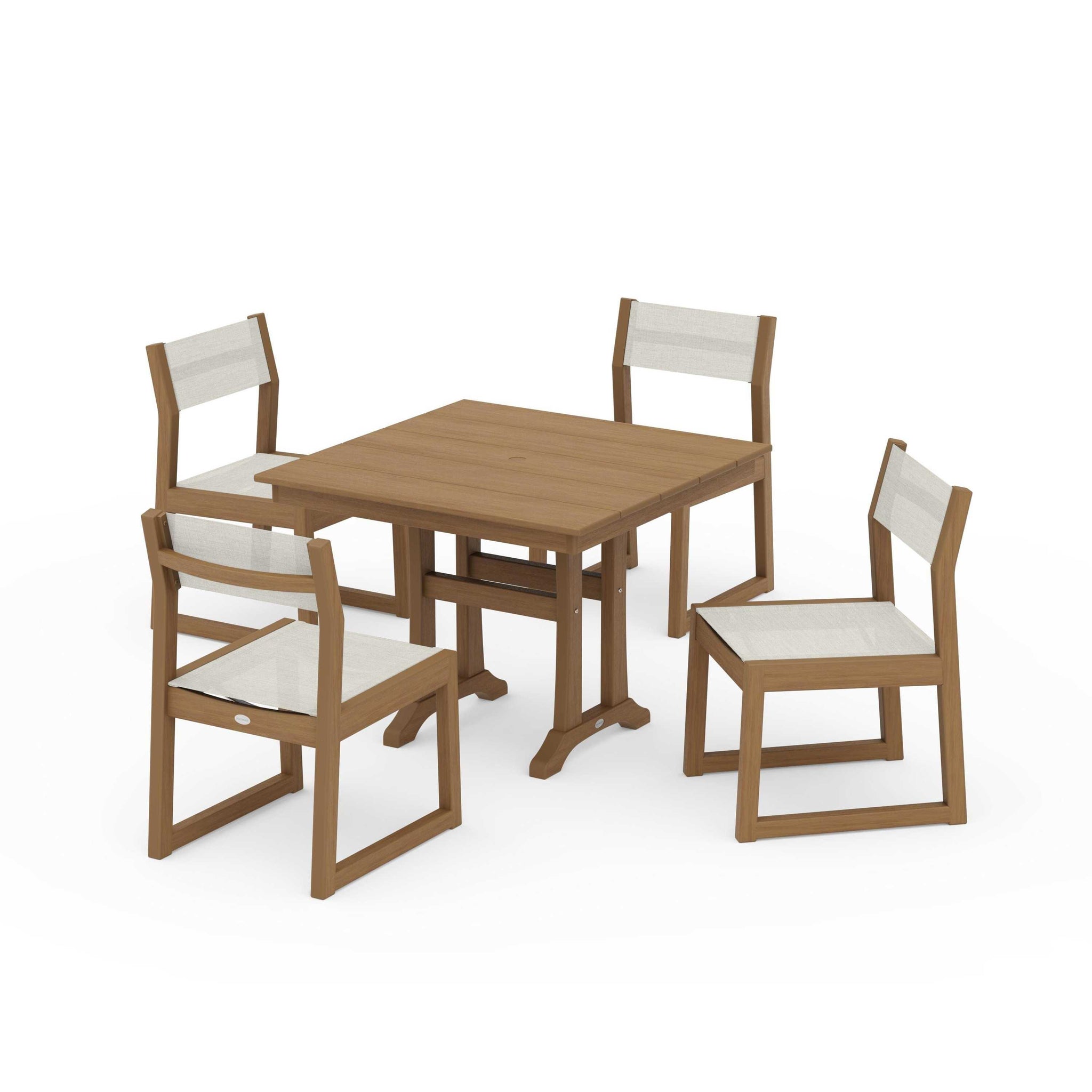 EDGE Sling 5-Piece Farmhouse Trestle Side Chair Dining Set