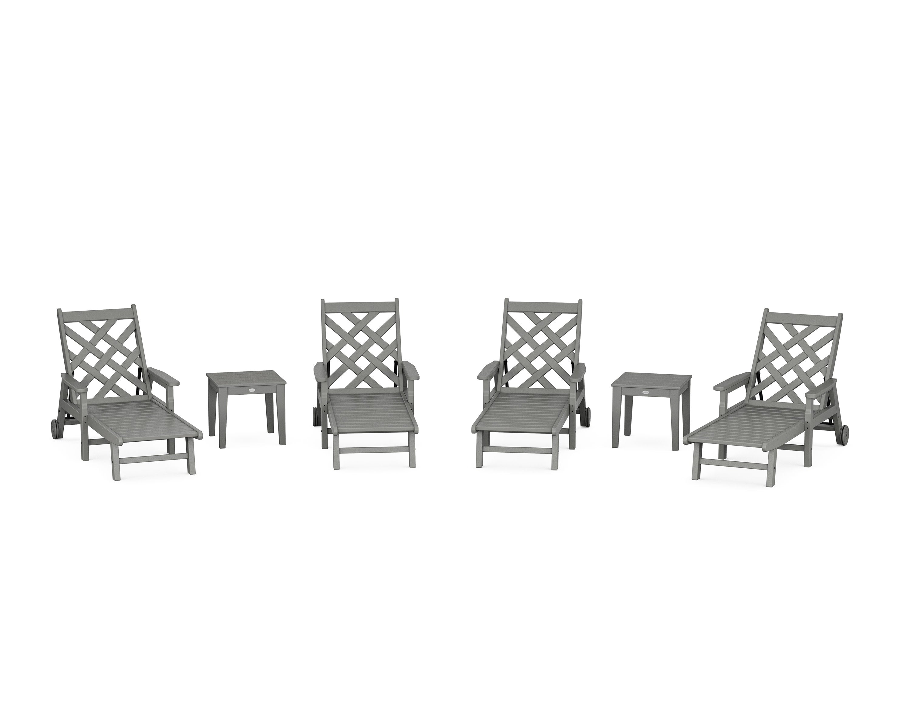 Wovendale 6-Piece Chaise Set with Arms and Wheels