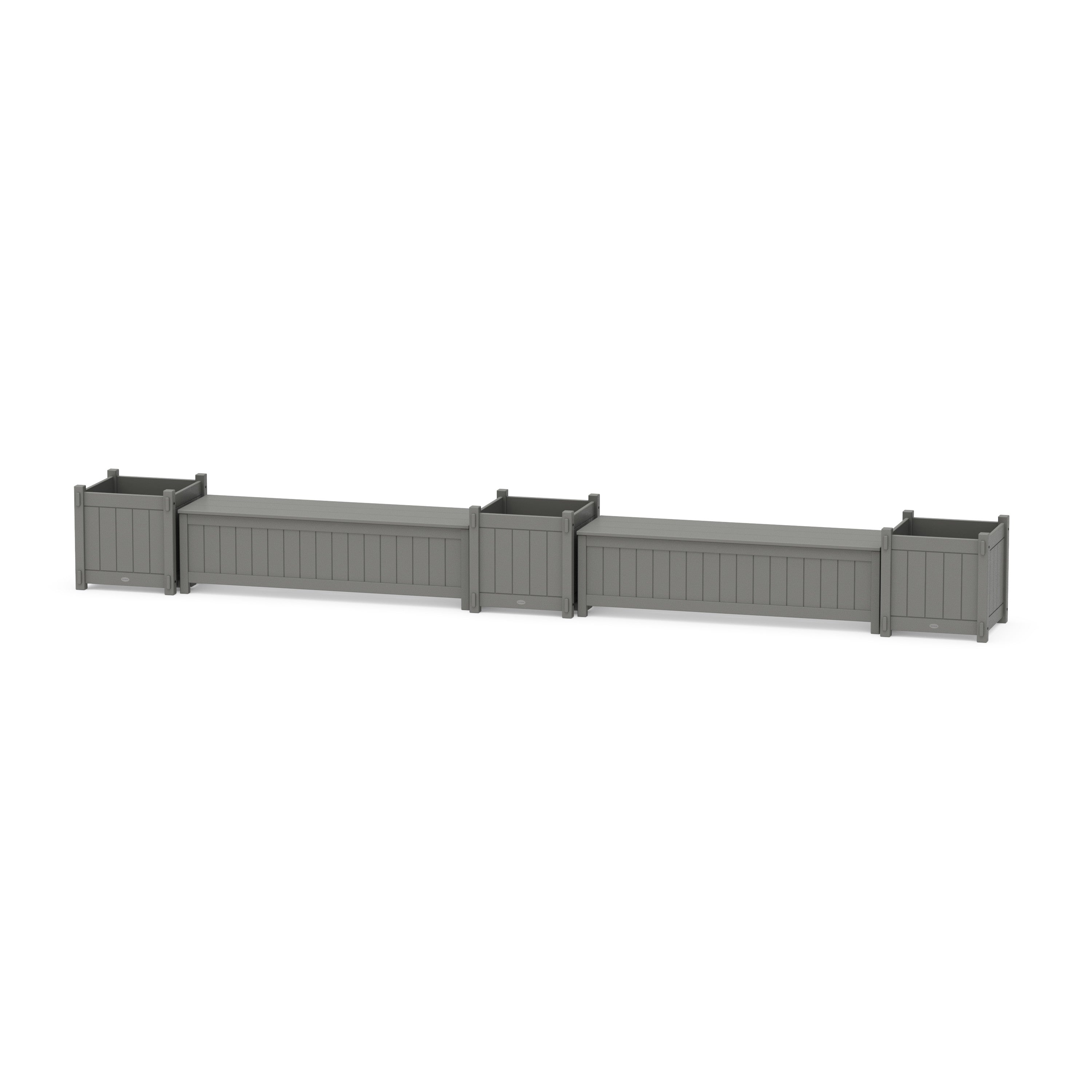 60" Vineyard Straight Double Planter Storage Bench Set- Large