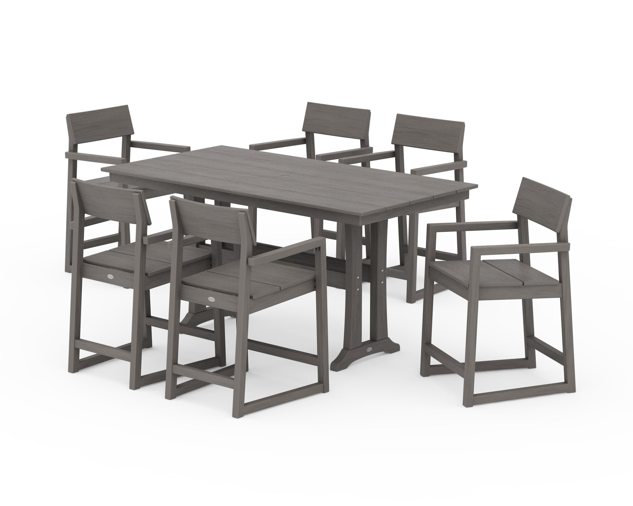 EDGE Arm Chair 7-Piece Farmhouse Counter Set with Trestle Legs