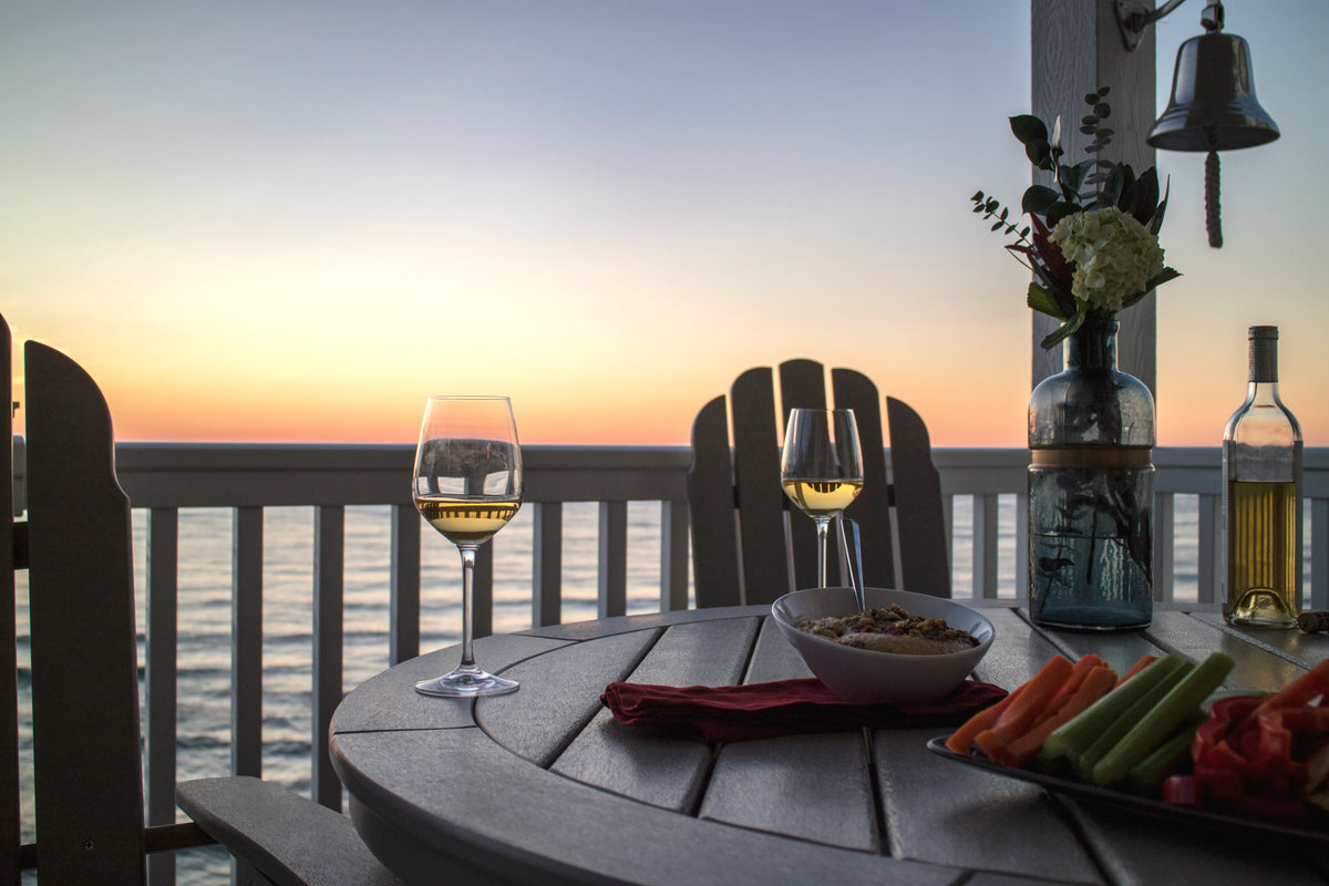 Vineyard Curveback Adirondack 5-Piece Nautical Trestle Dining Set