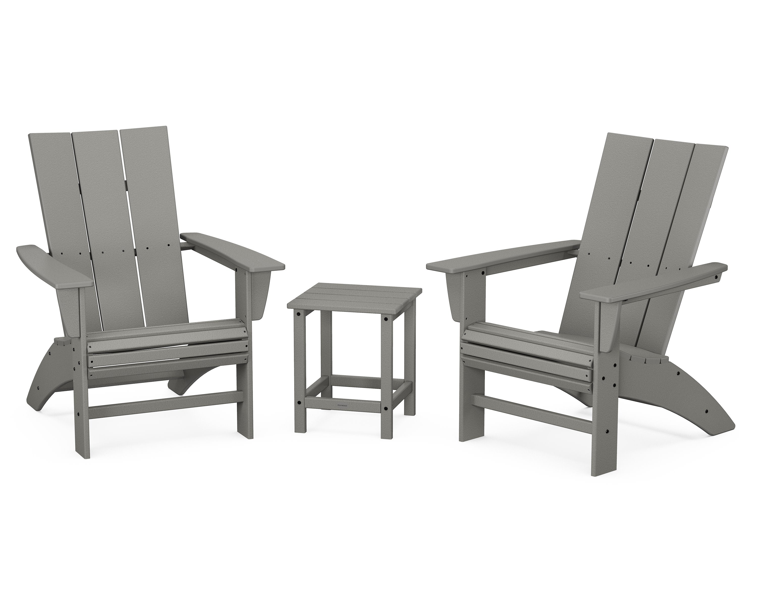 Modern 3-Piece Curveback Adirondack Set with Long Island 18" Side Table