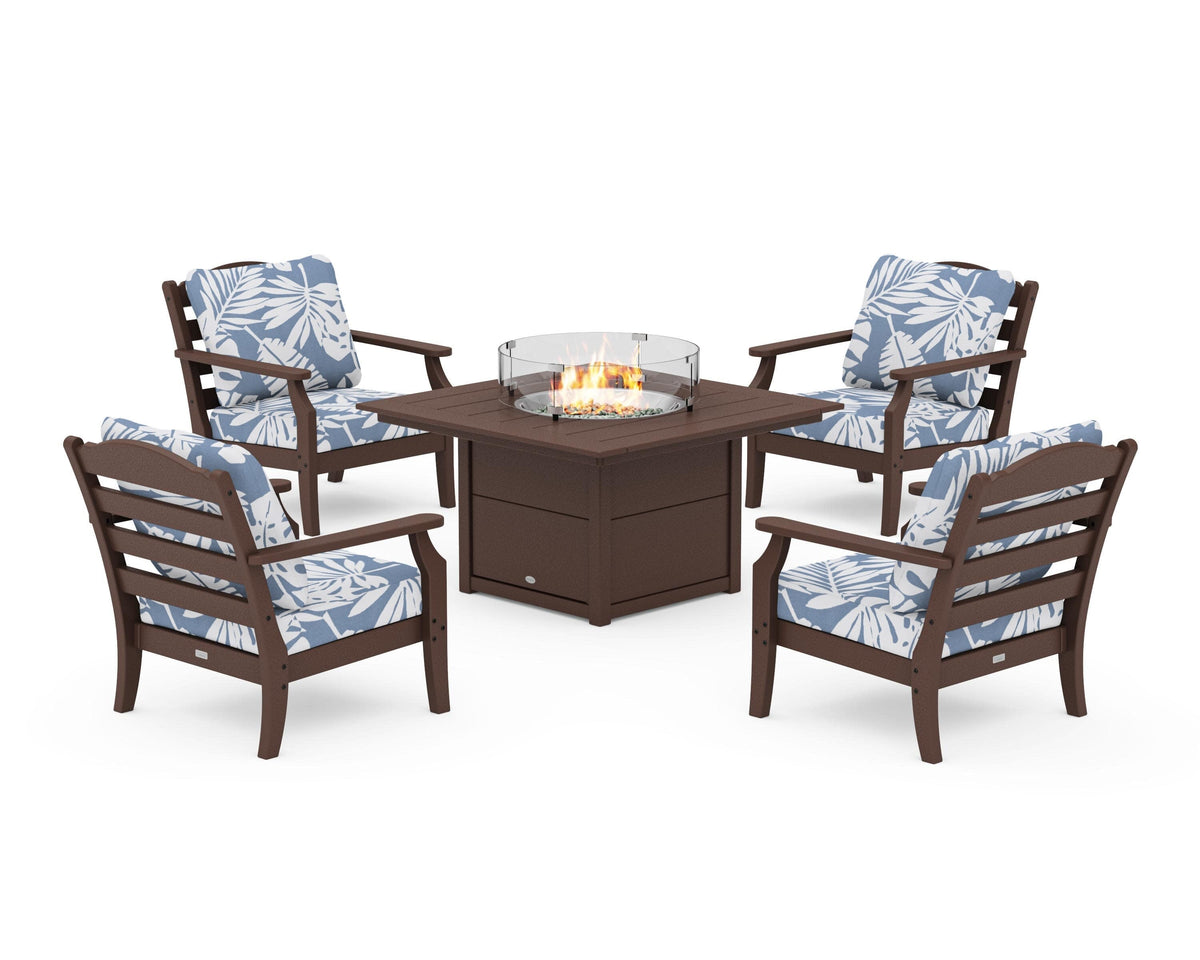 Savannah 5-Piece Deep Seating Set with Fire Pit Table