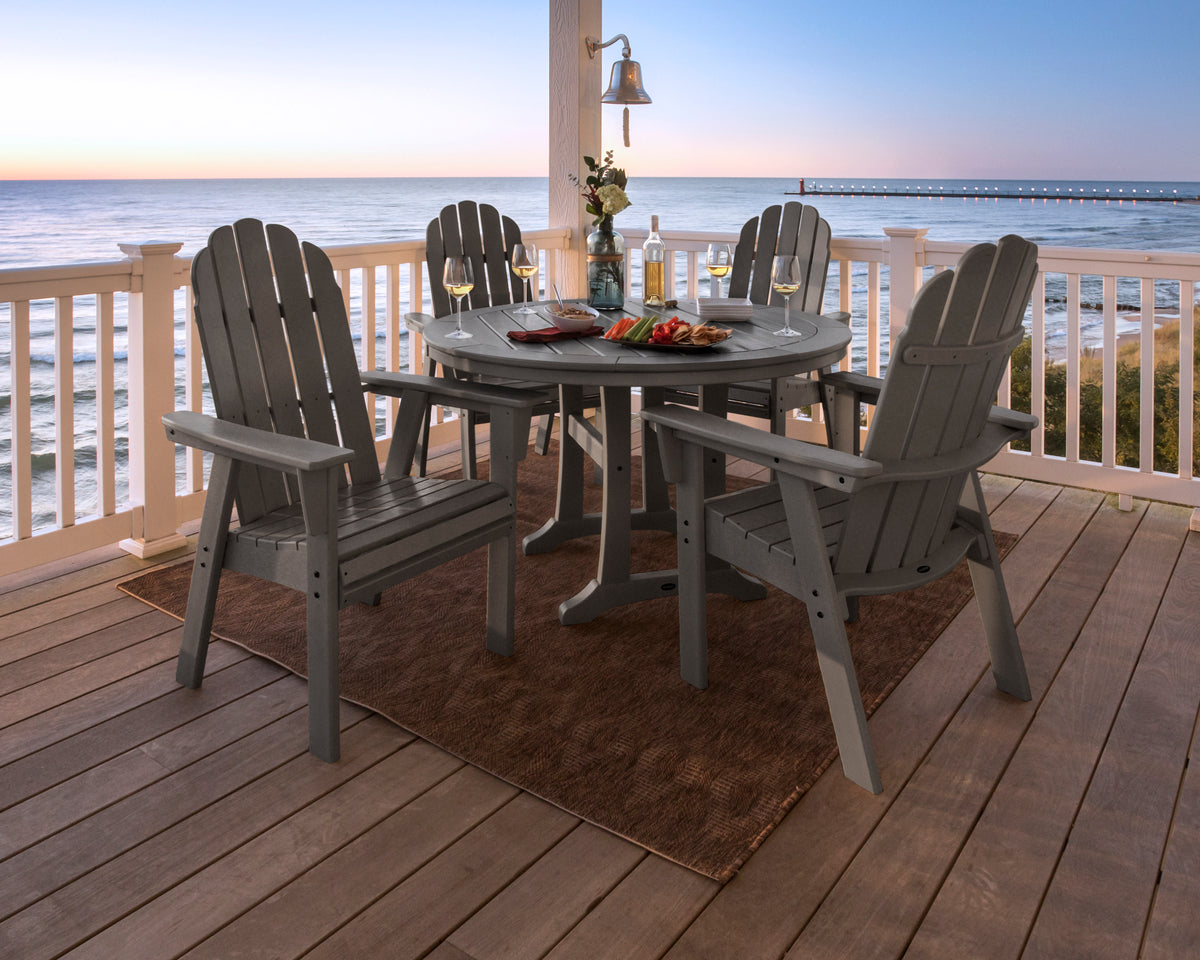 Vineyard Curveback Adirondack 5-Piece Nautical Trestle Dining Set