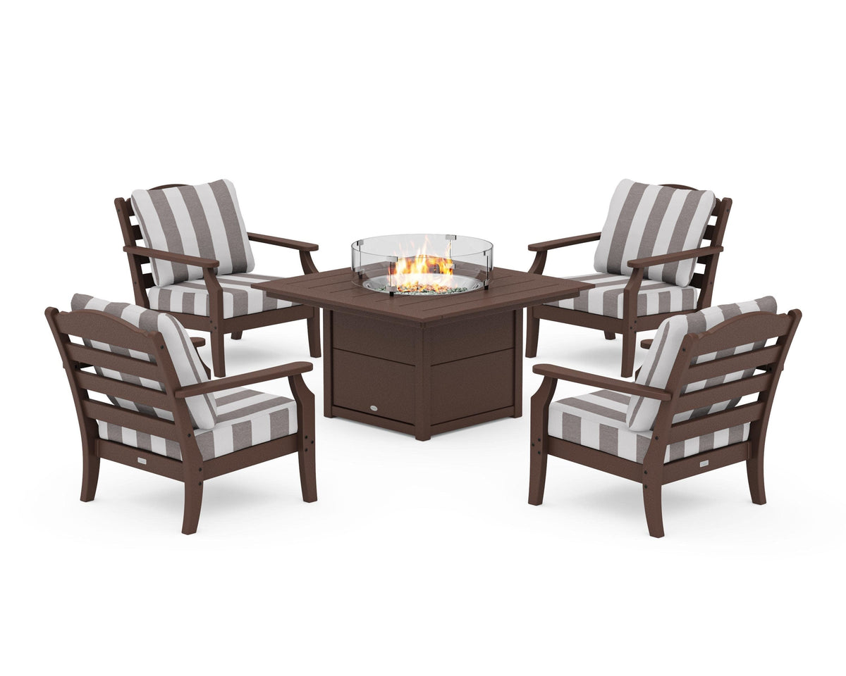 Savannah 5-Piece Deep Seating Set with Fire Pit Table