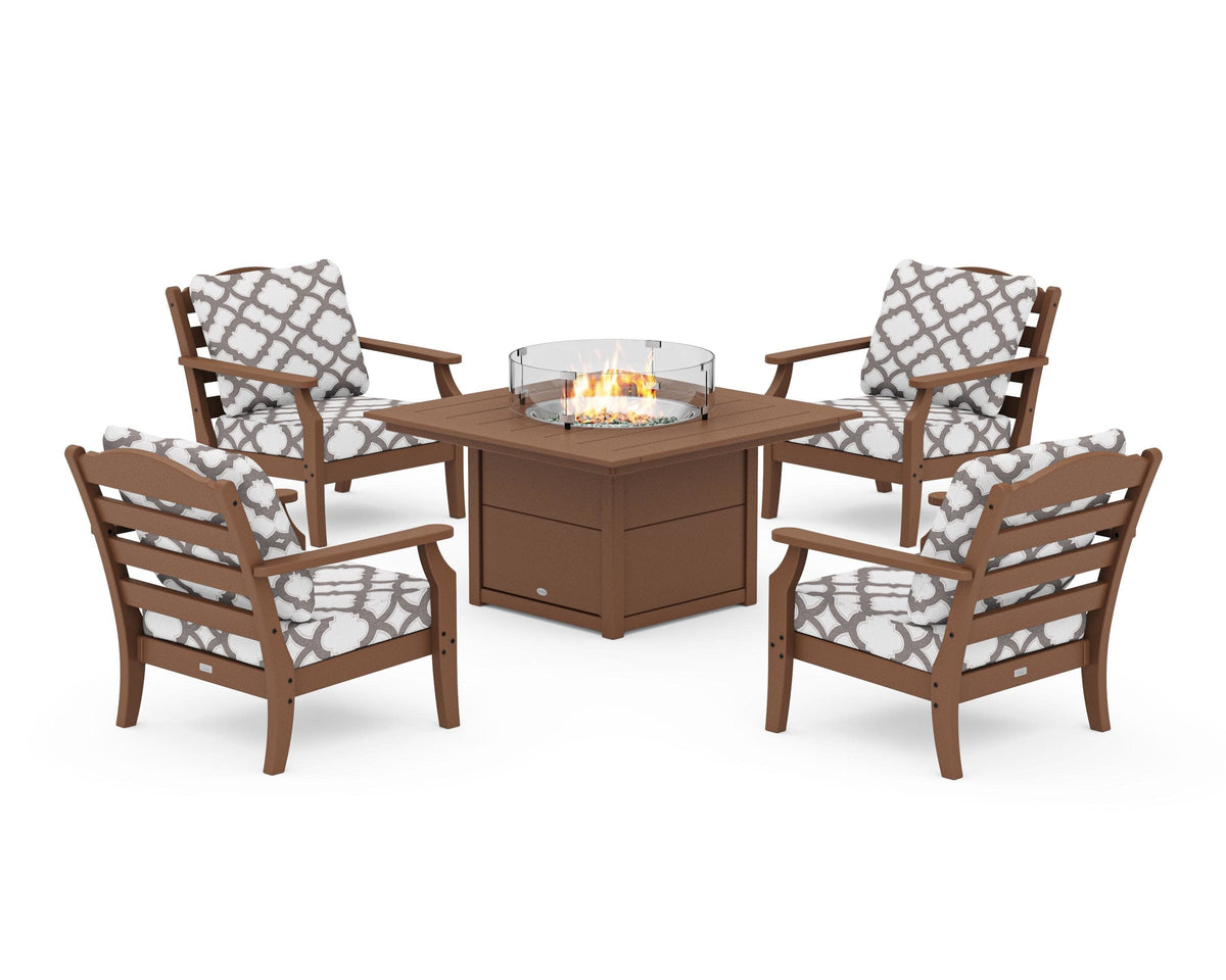 Savannah 5-Piece Deep Seating Set with Fire Pit Table