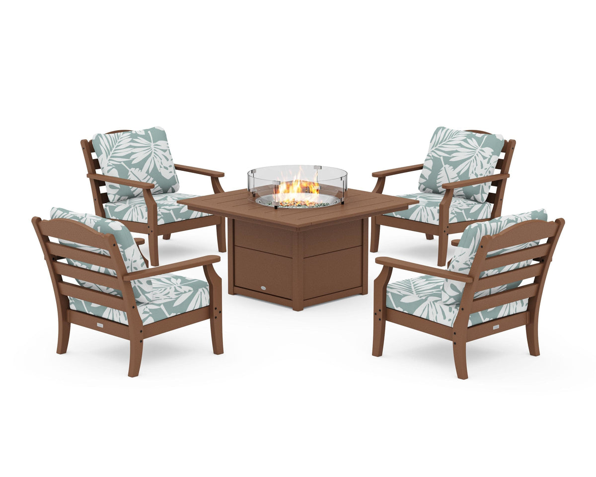 Savannah 5-Piece Deep Seating Set with Fire Pit Table