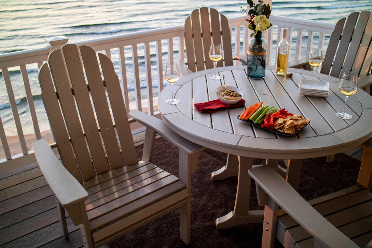 Vineyard Curveback Adirondack 5-Piece Nautical Trestle Dining Set