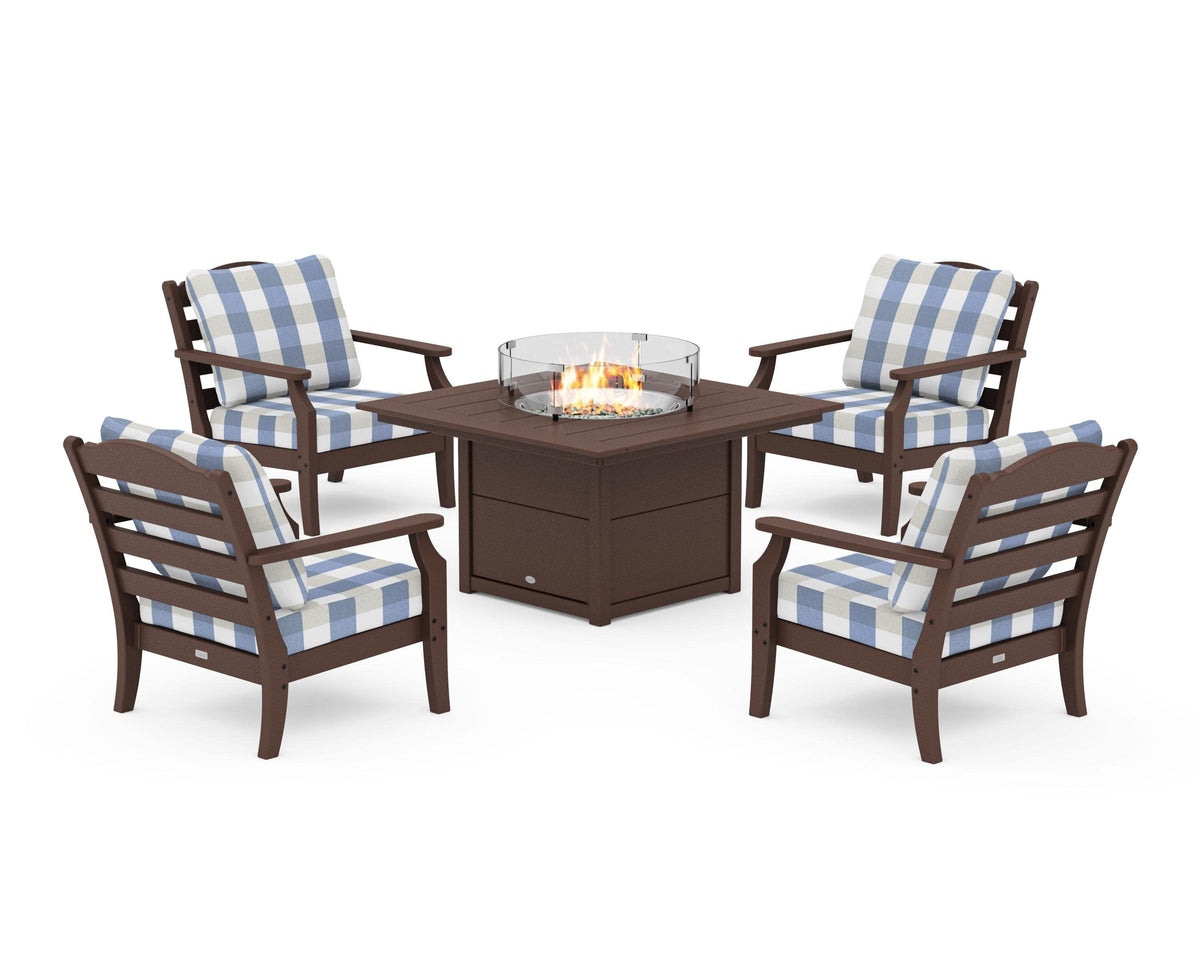 Savannah 5-Piece Deep Seating Set with Fire Pit Table