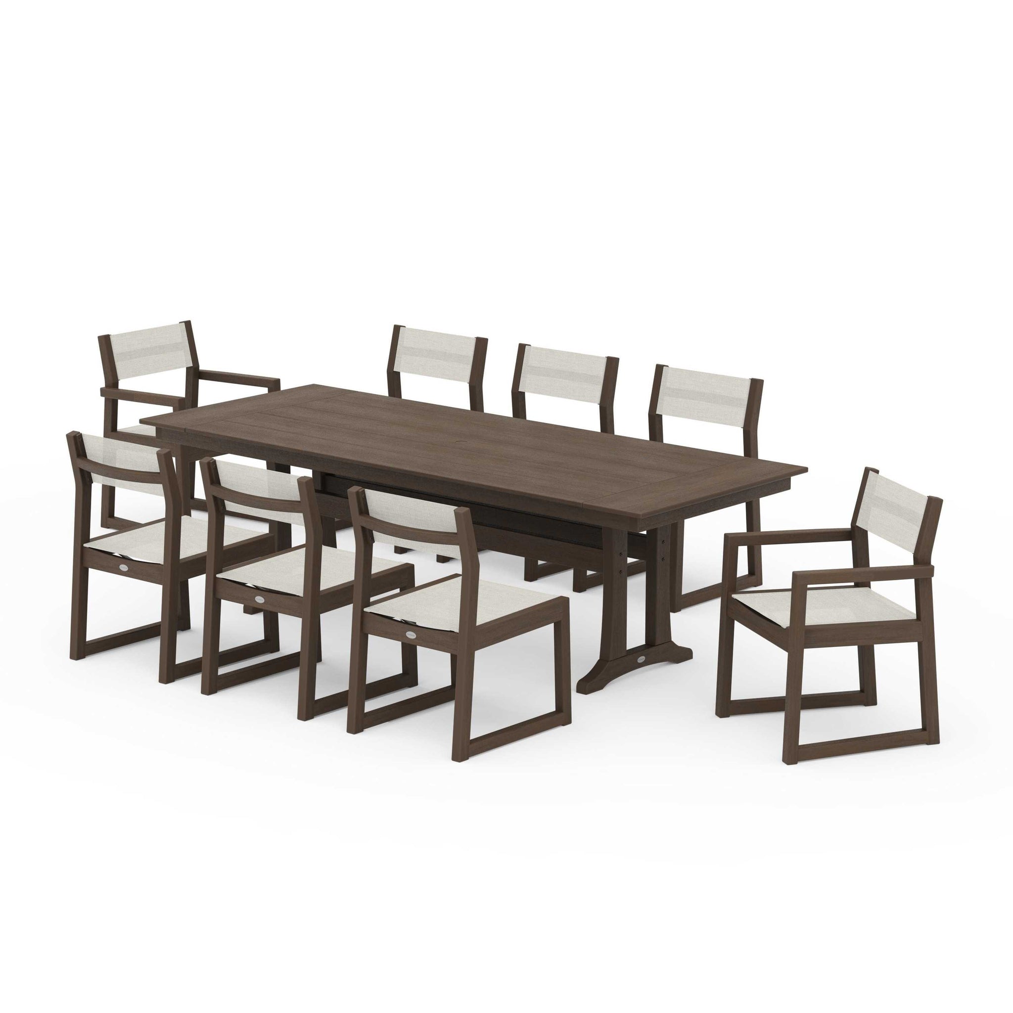 EDGE Sling 9-Piece Farmhouse Trestle Dining Set