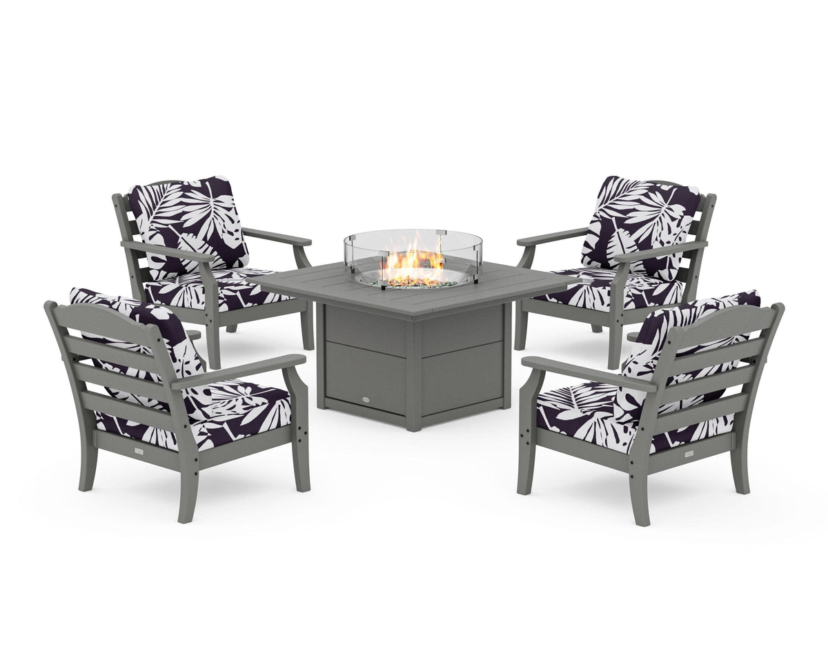 Savannah 5-Piece Deep Seating Set with Fire Pit Table