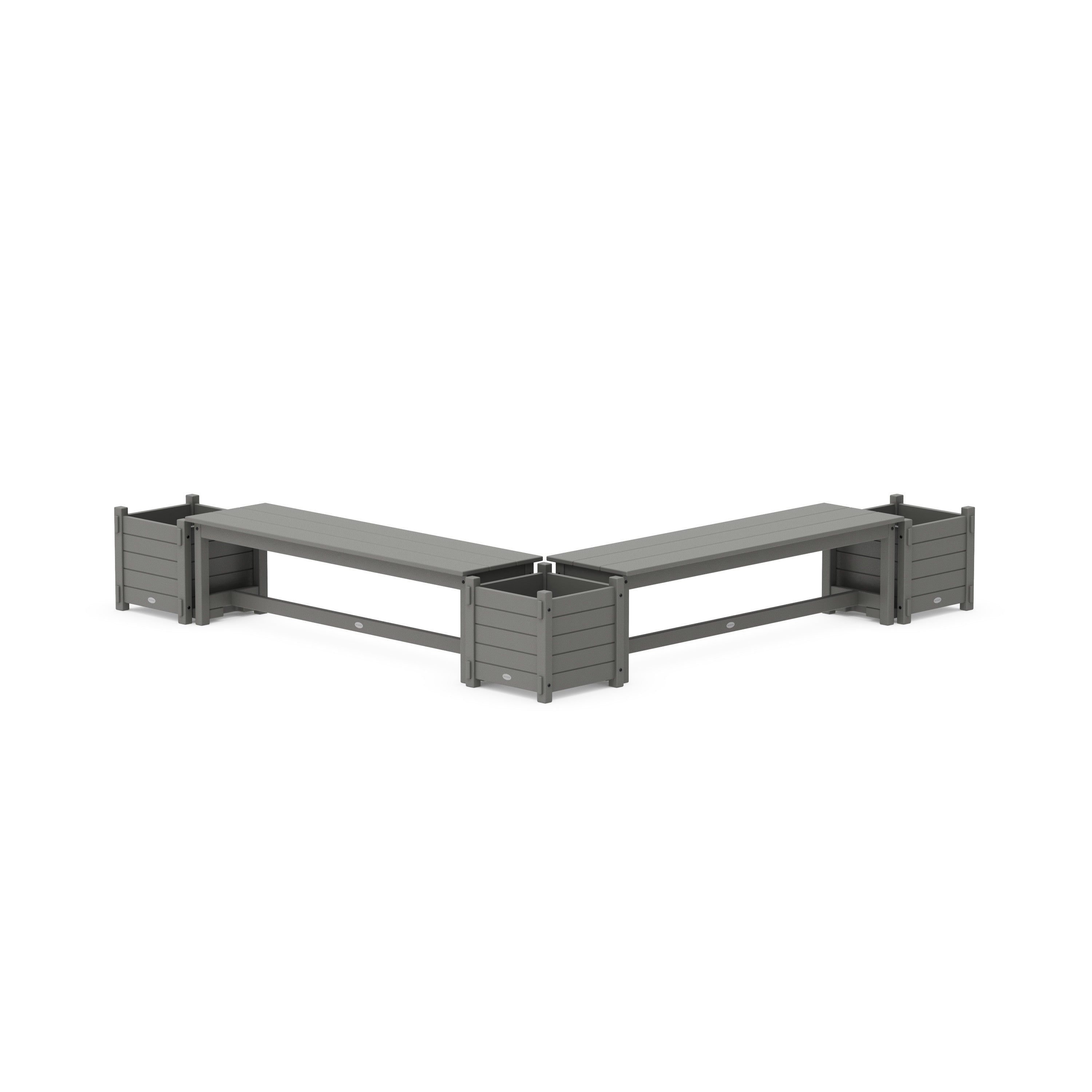 60" Nautical L- Shaped Planter Bench Corner Set