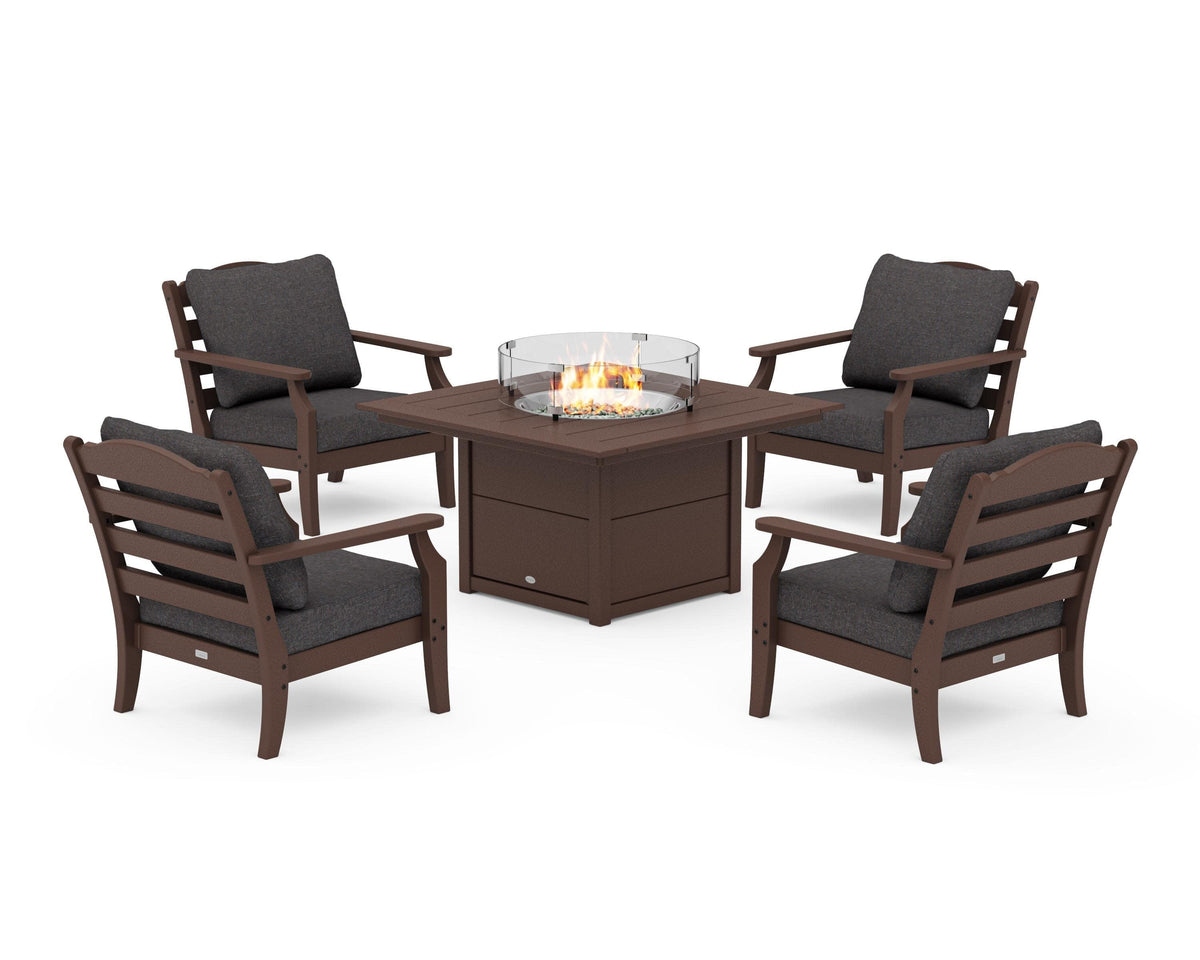 Savannah 5-Piece Deep Seating Set with Fire Pit Table