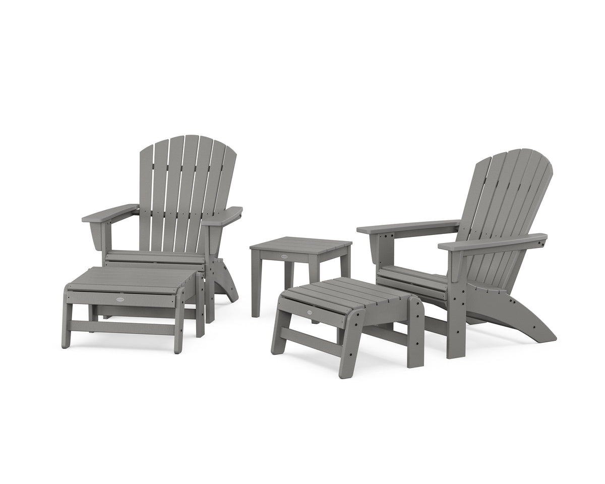 5-Piece Nautical Grand Adirondack Set with Ottomans and Side Table