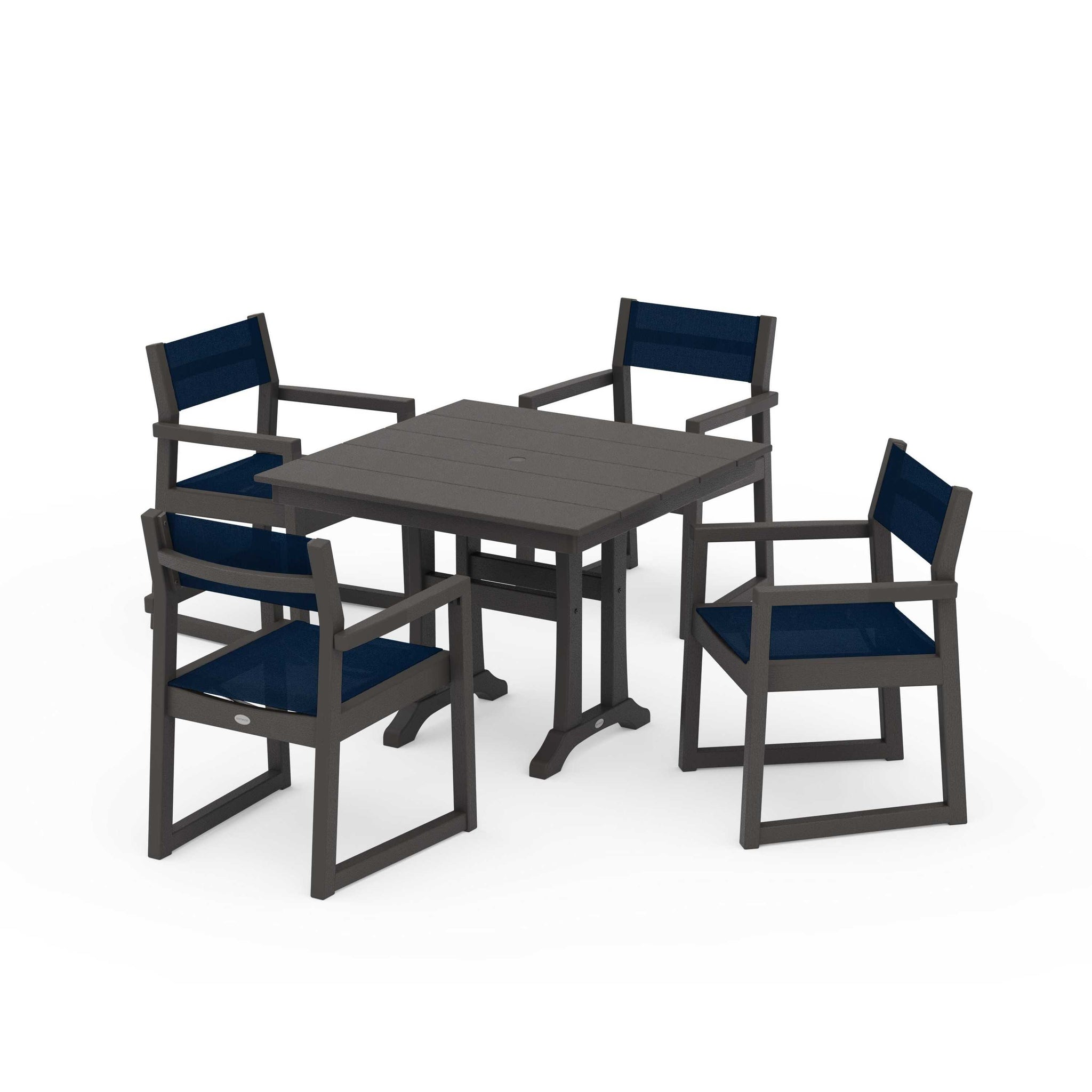 EDGE Sling 5-Piece Farmhouse Dining Set with Trestle Legs