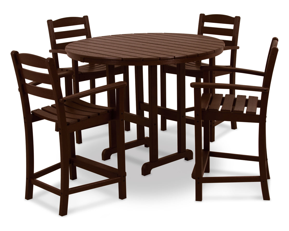 La Casa Café 5-Piece Round Farmhouse Counter Set