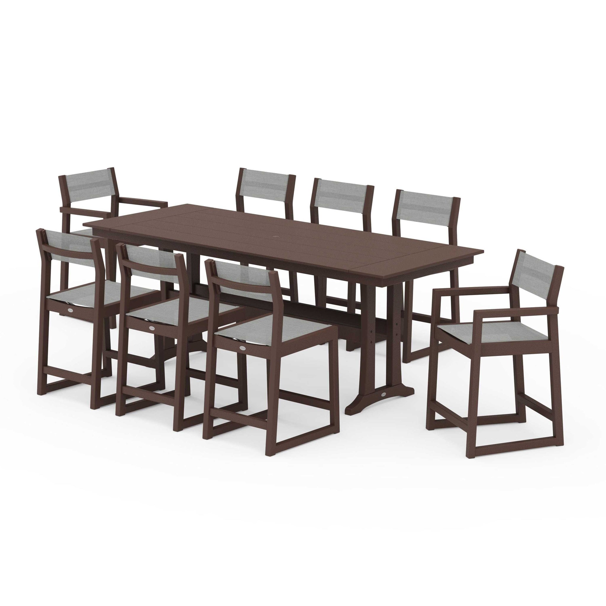 EDGE Sling 9-Piece Farmhouse Counter Set with Trestle Legs
