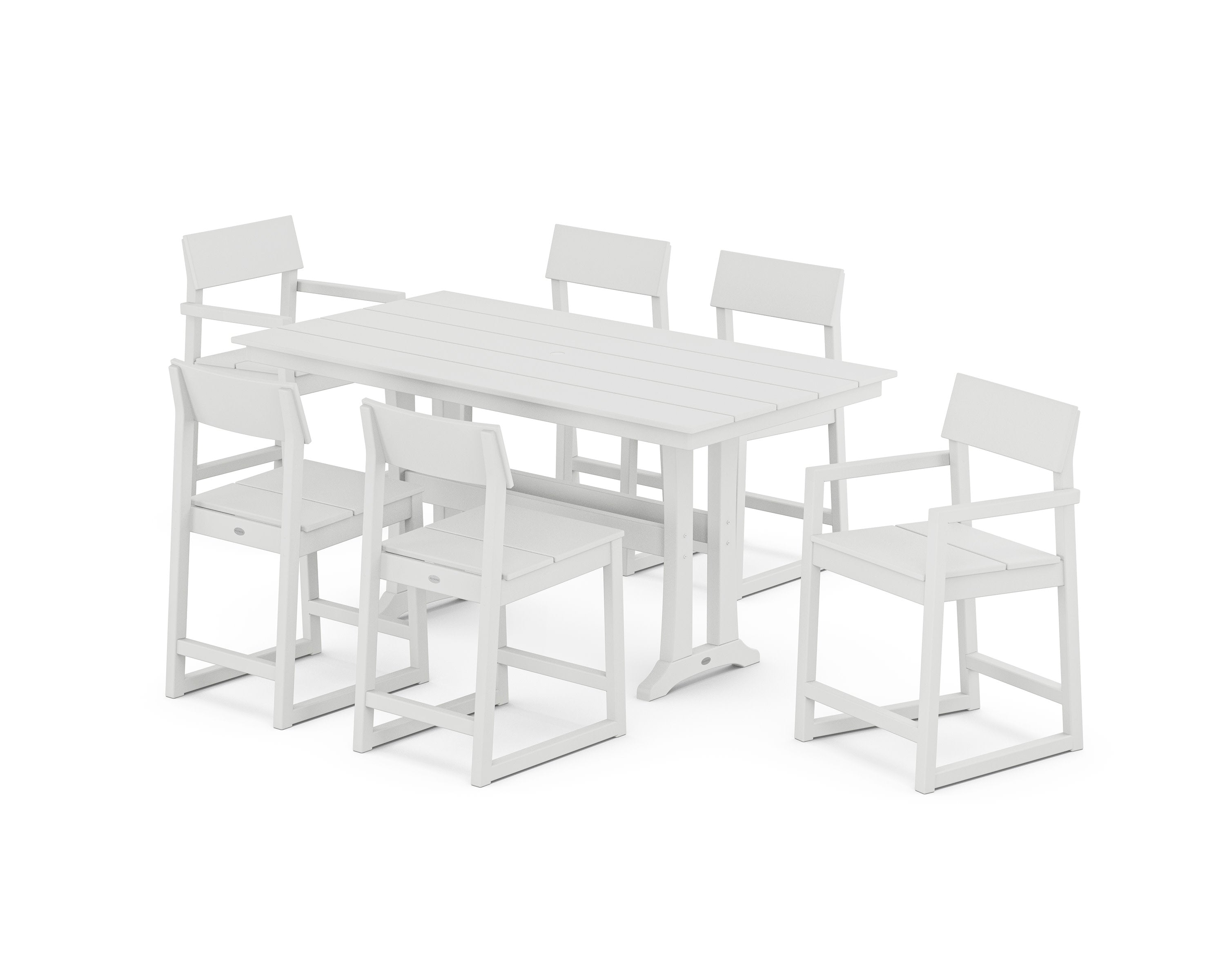 EDGE 7-Piece Farmhouse Counter Set with Trestle Legs