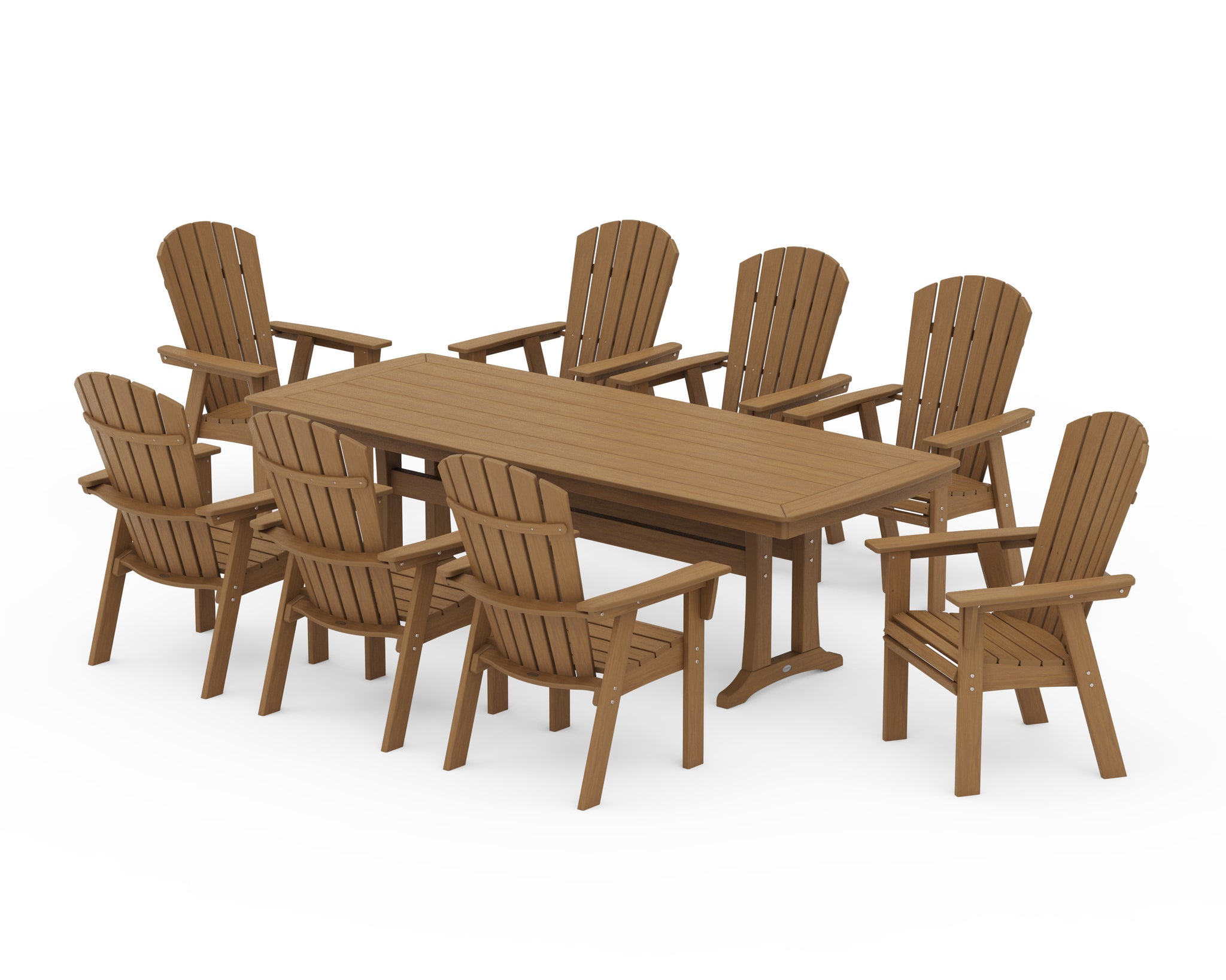 Nautical Curveback Adirondack 9-Piece Dining Set with Trestle Legs