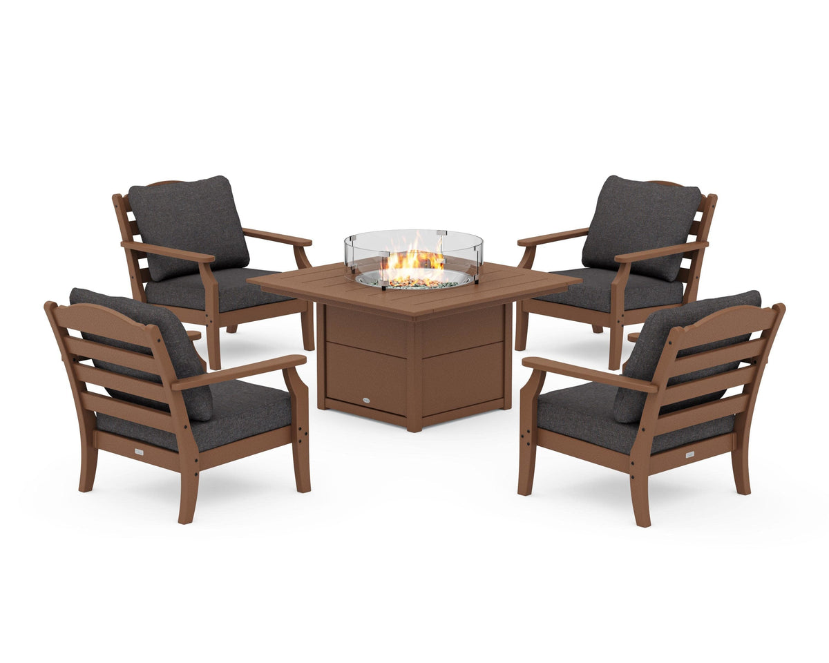 Savannah 5-Piece Deep Seating Set with Fire Pit Table