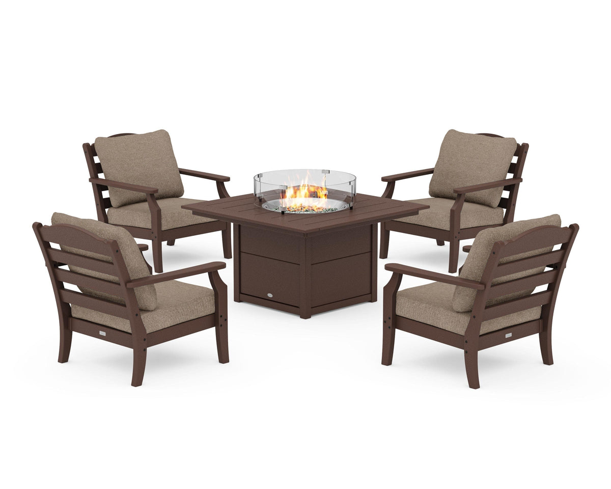 Savannah 5-Piece Deep Seating Set with Fire Pit Table