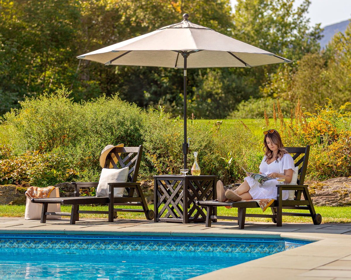 Chippendale 3-Piece Chaise Set with Umbrella Stand Accent Table