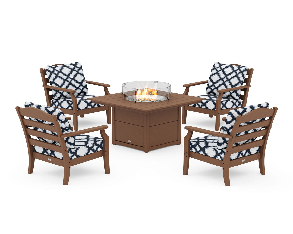 Savannah 5-Piece Deep Seating Set with Fire Pit Table
