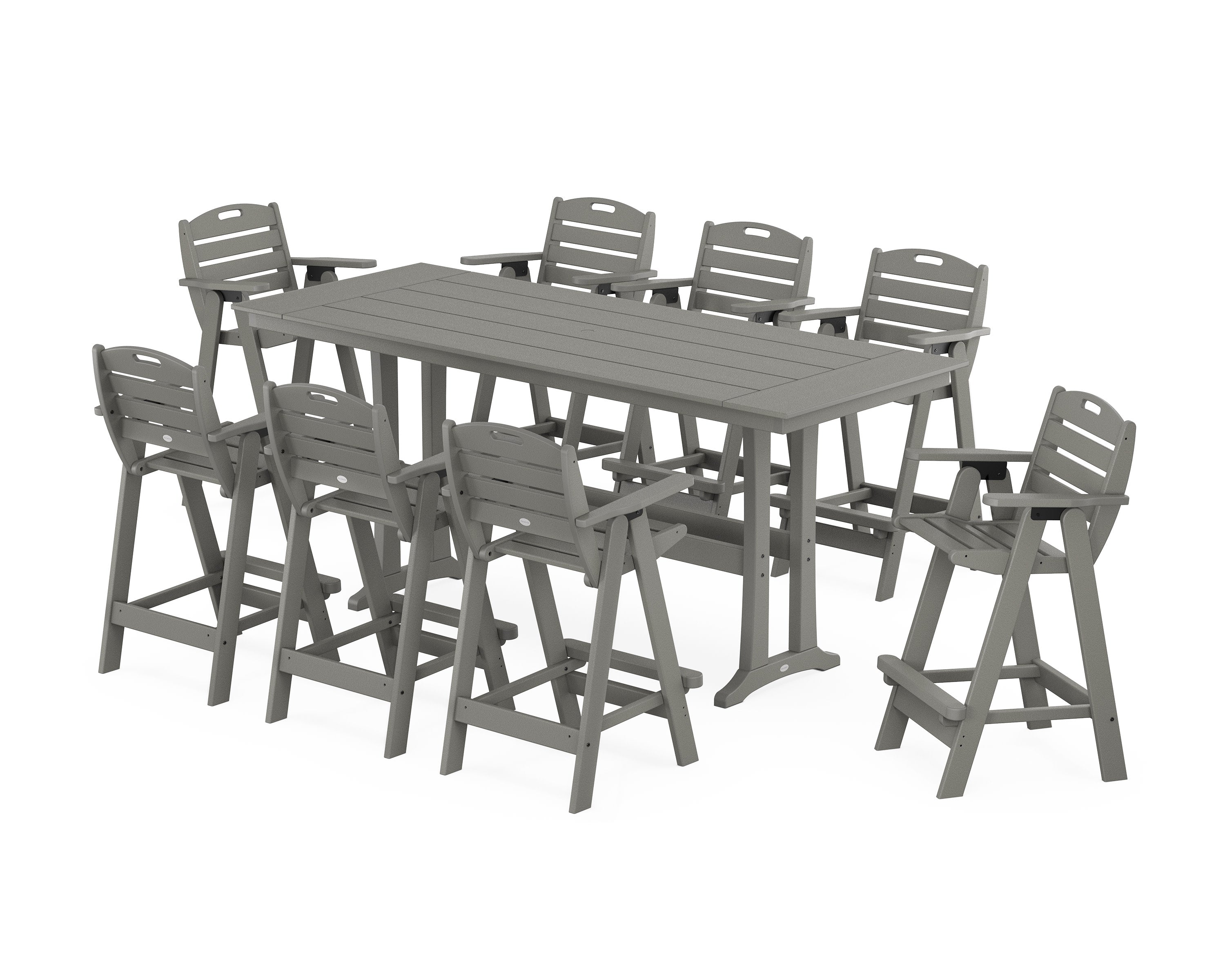 Nautical 9-Piece Farmhouse Bar Set with Trestle Legs