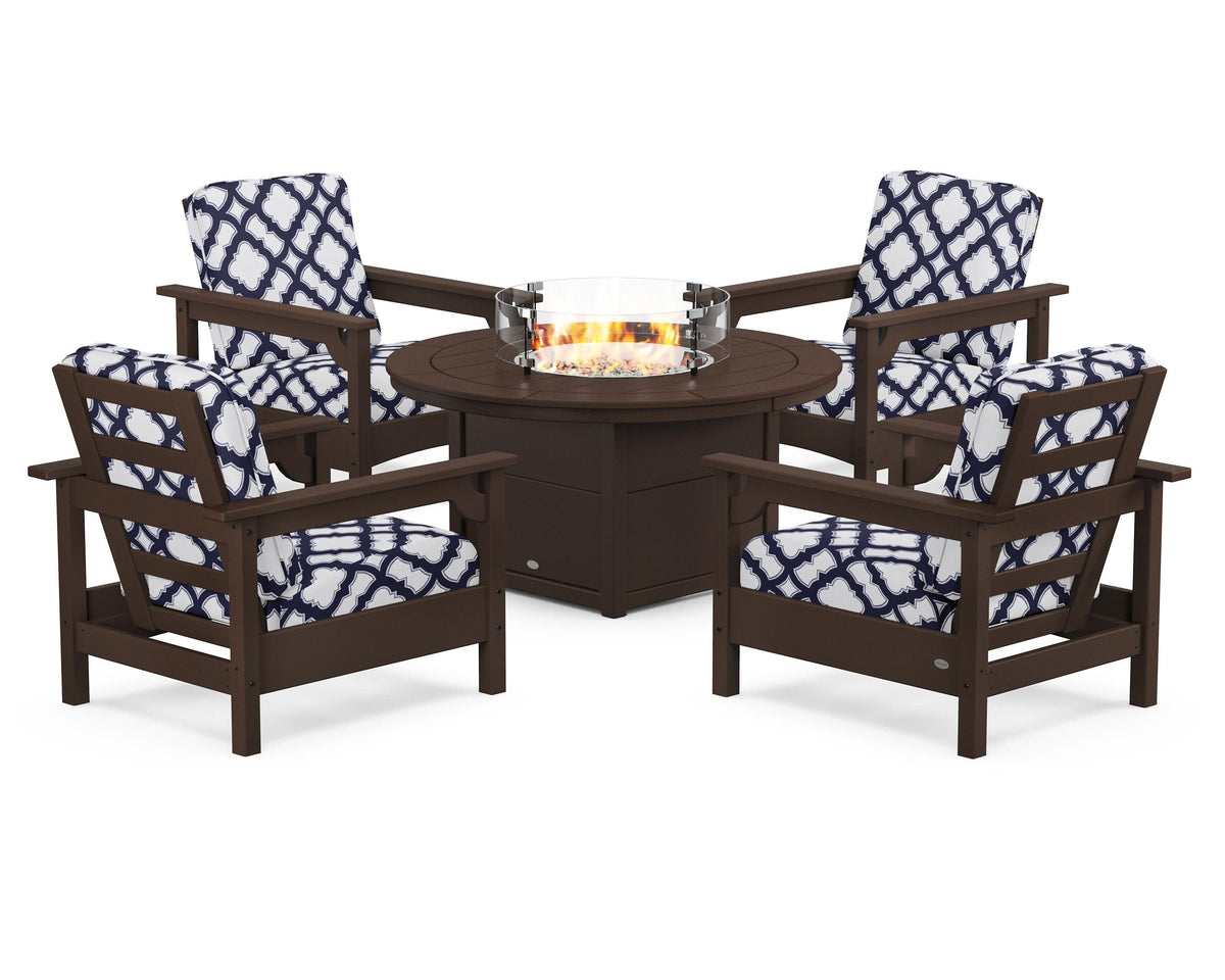 Club 5-Piece Conversation Set with Fire Pit Table