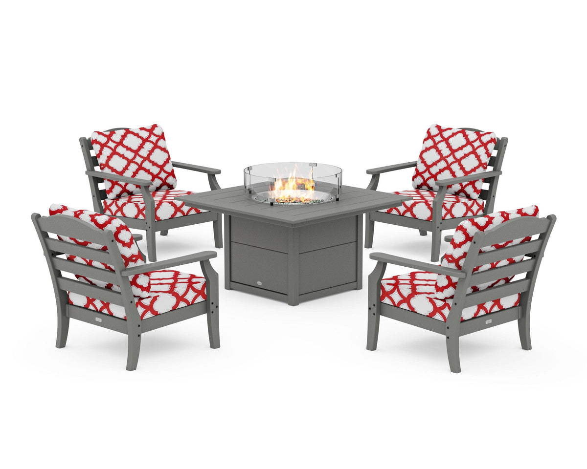 Savannah 5-Piece Deep Seating Set with Fire Pit Table