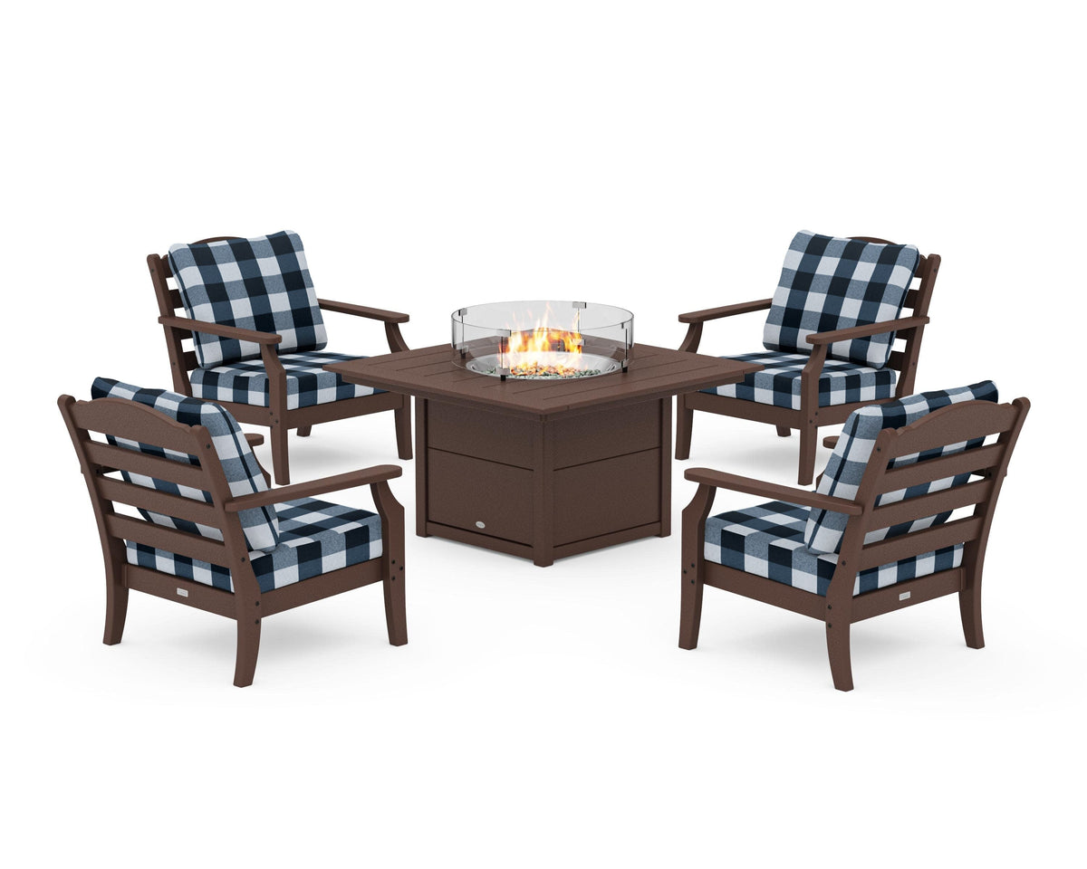 Savannah 5-Piece Deep Seating Set with Fire Pit Table