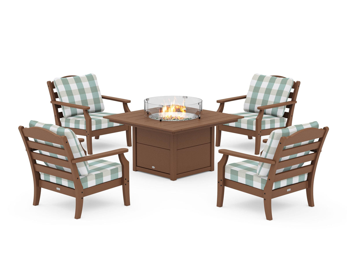 Savannah 5-Piece Deep Seating Set with Fire Pit Table