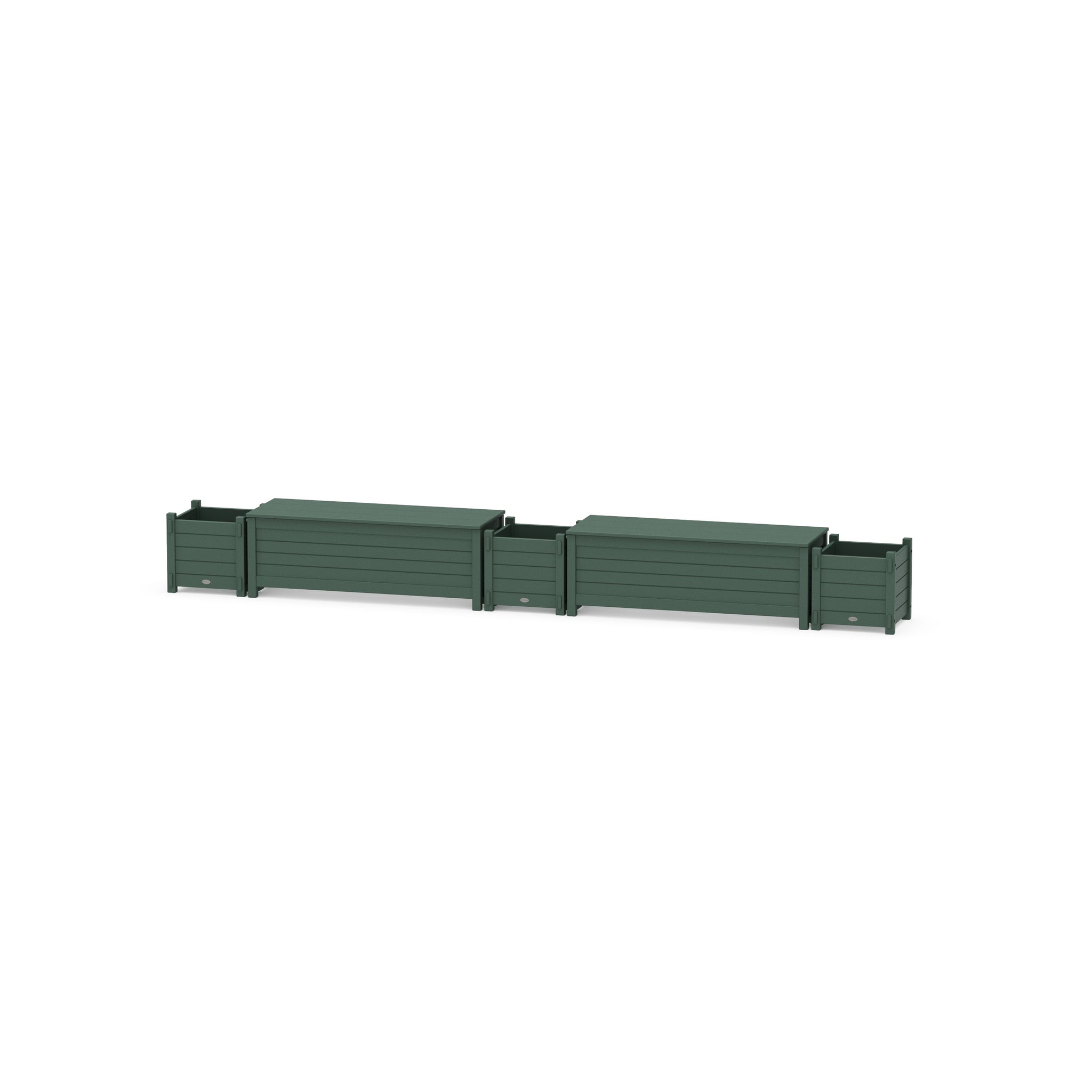 48" Nautical Straight Double Planter Storage Bench Set