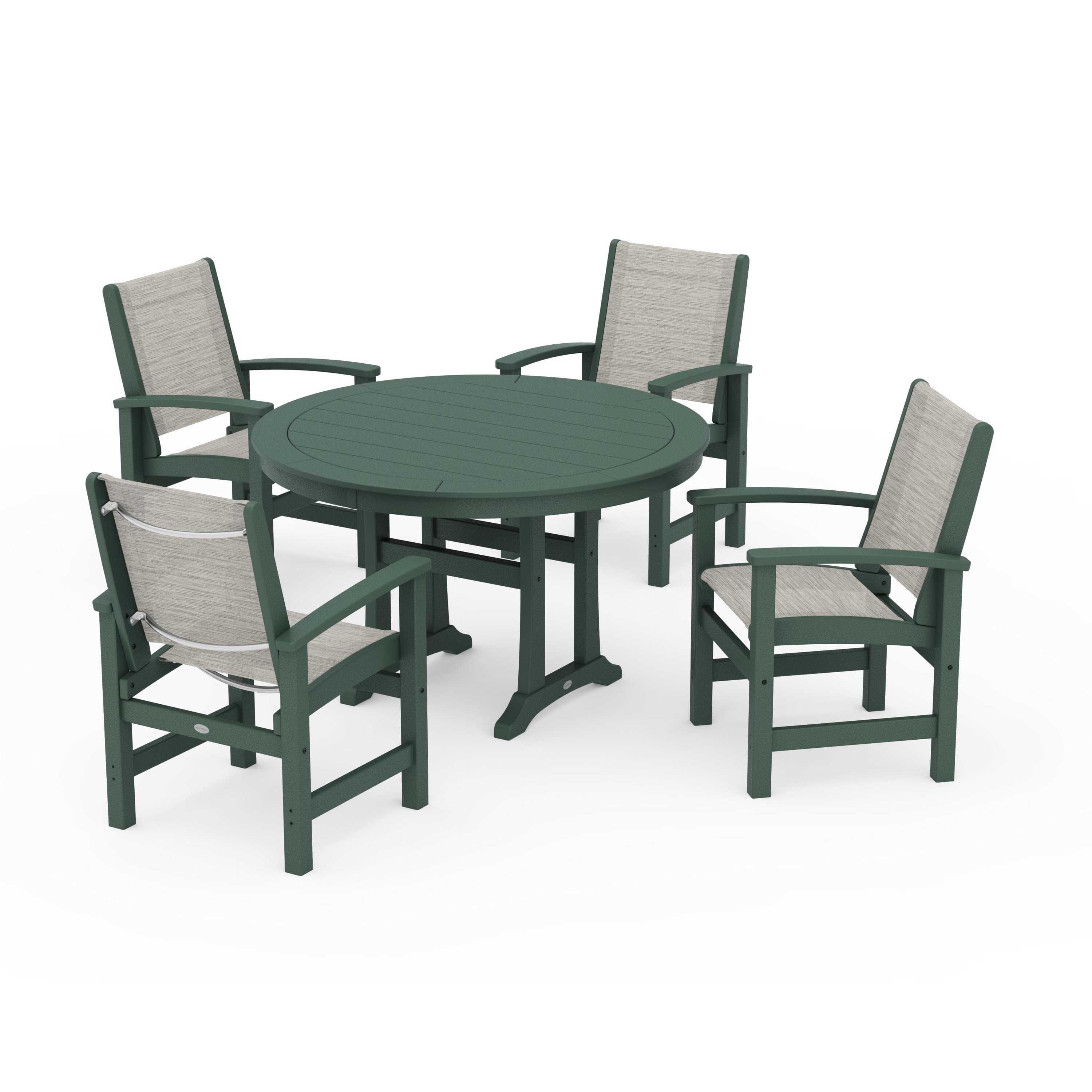 Coastal 5-Piece Round Dining Set with Trestle Legs