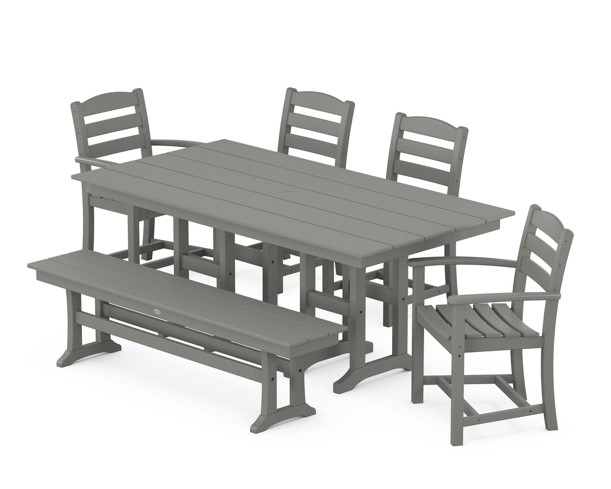 La Casa Café 6-Piece Farmhouse Dining Set with Bench