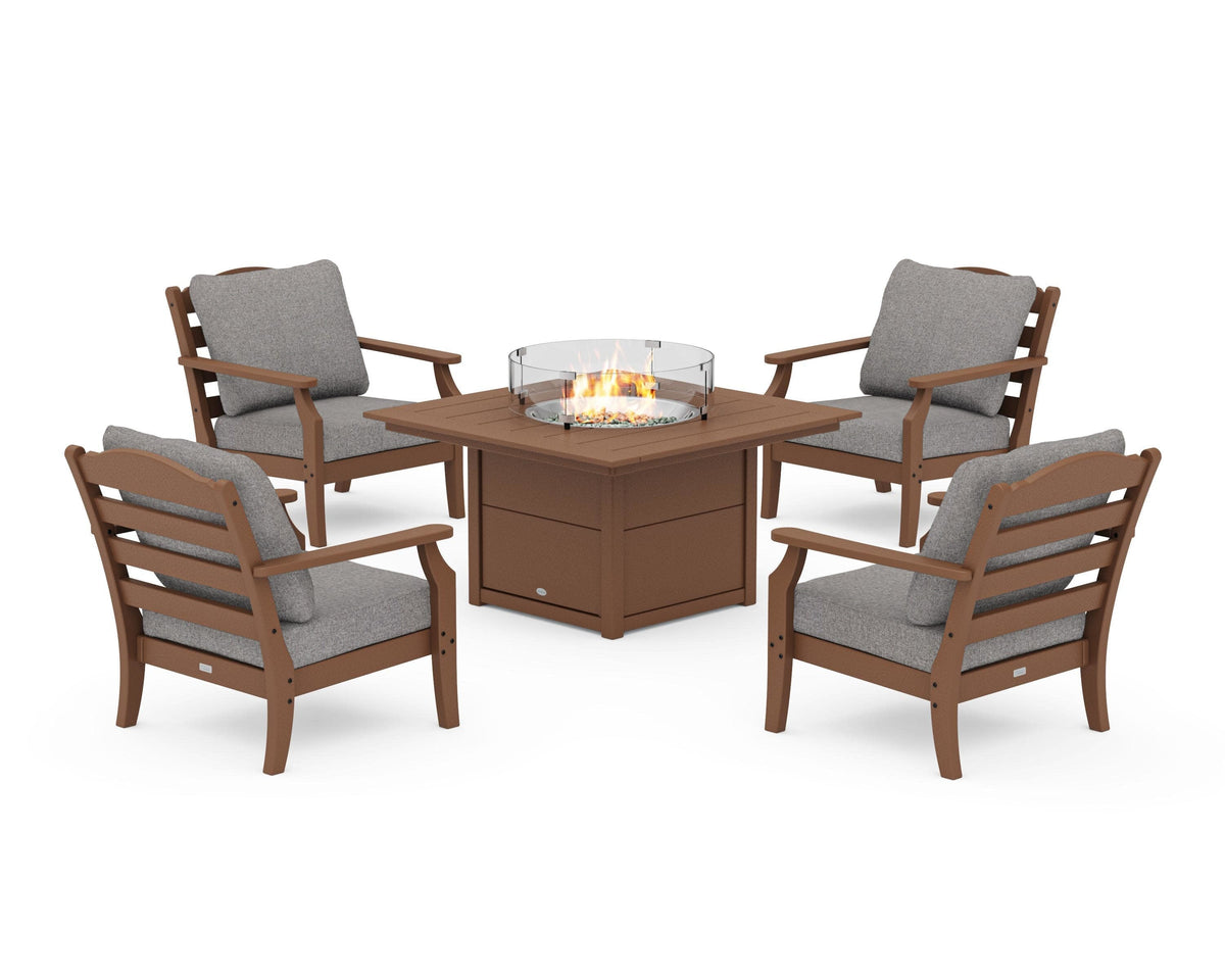 Savannah 5-Piece Deep Seating Set with Fire Pit Table
