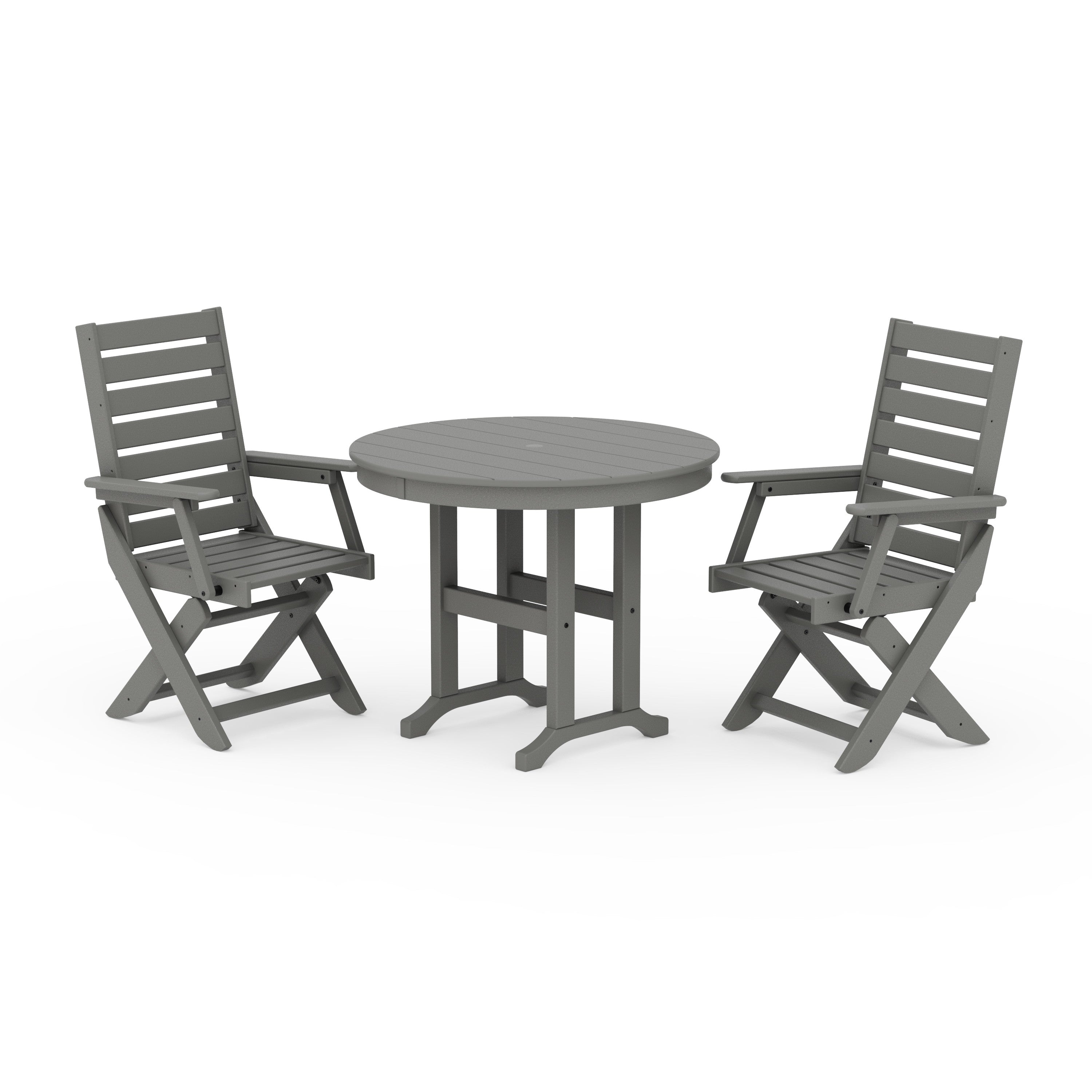 Captain Folding Chair 3-Piece Round Dining Set