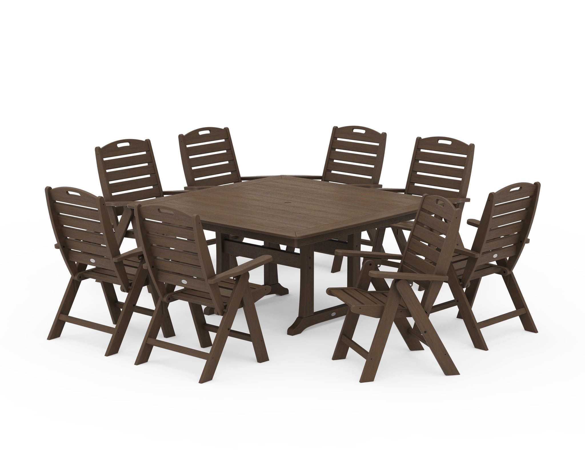 Nautical Highback 9-Piece Square Dining Set with Trestle Legs
