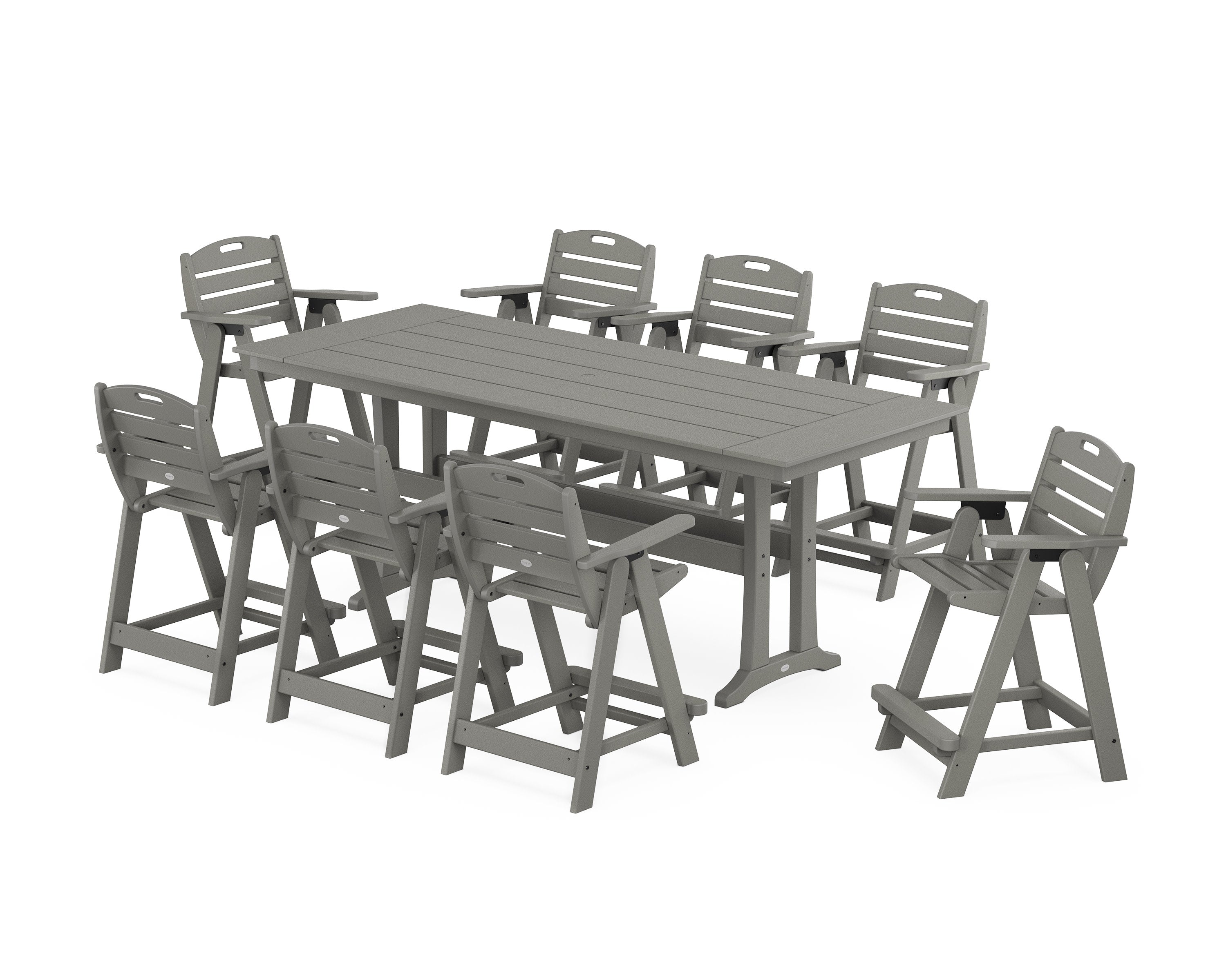 Nautical 9-Piece Farmhouse Counter Set with Trestle Legs
