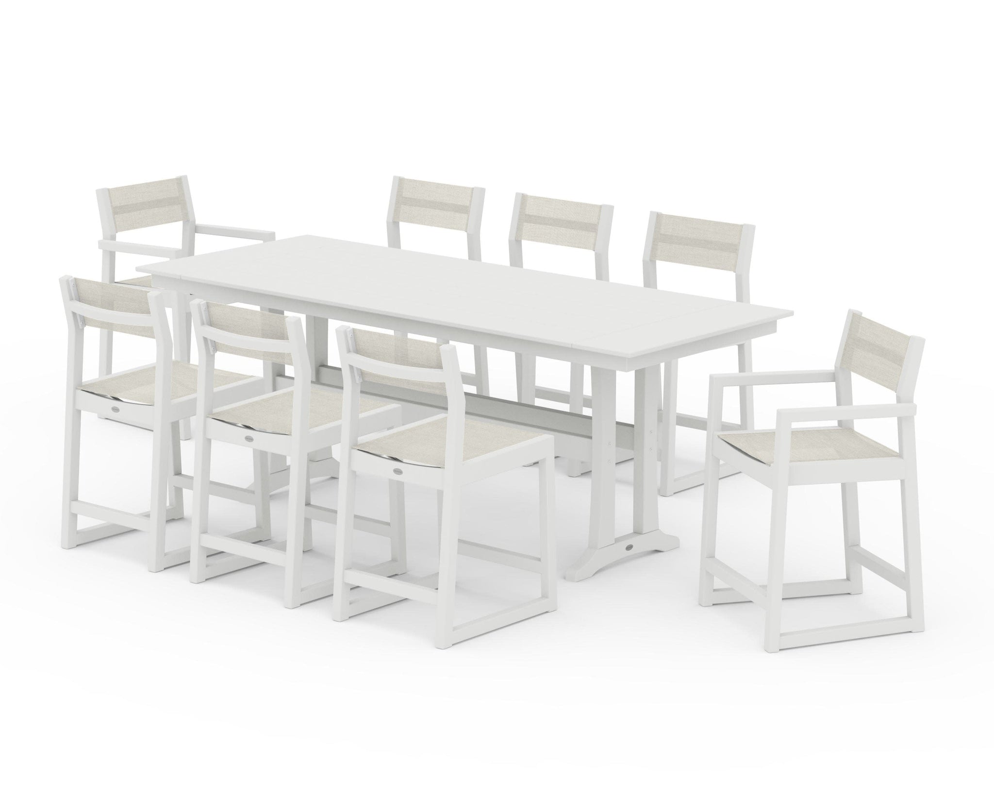 EDGE Sling 9-Piece Farmhouse Counter Set with Trestle Legs