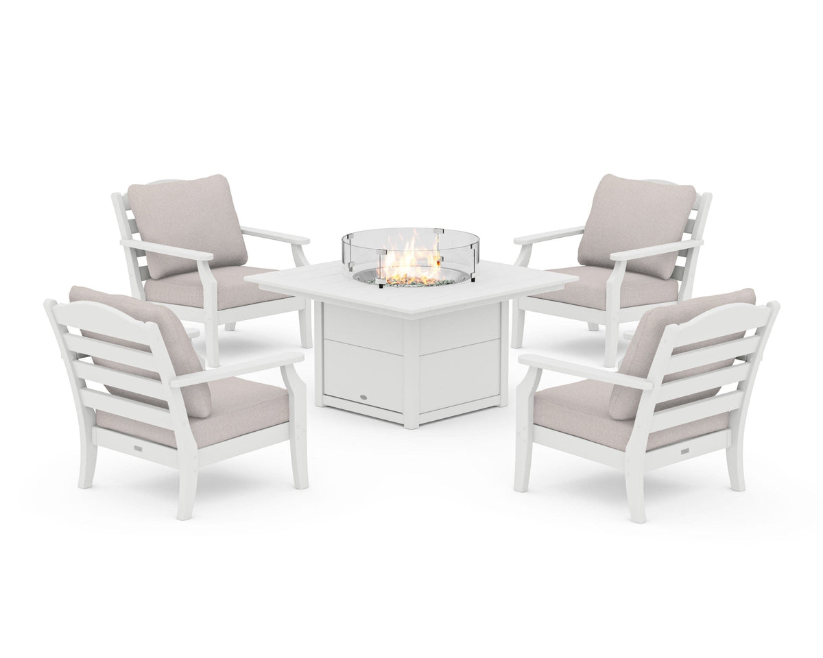 Savannah 5-Piece Deep Seating Set with Fire Pit Table